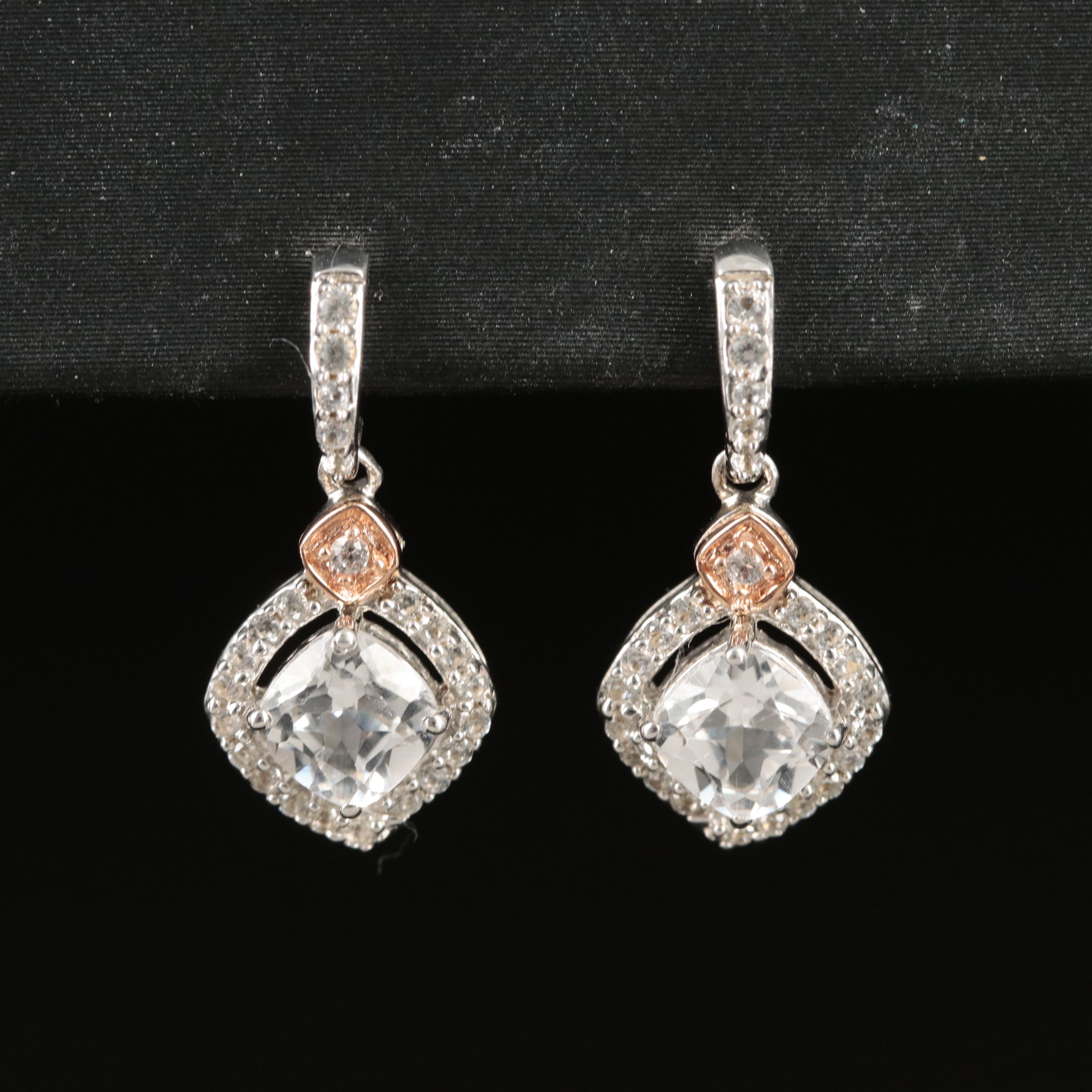 Sterling Sapphire Earrings with 10K Rose Gold Accents