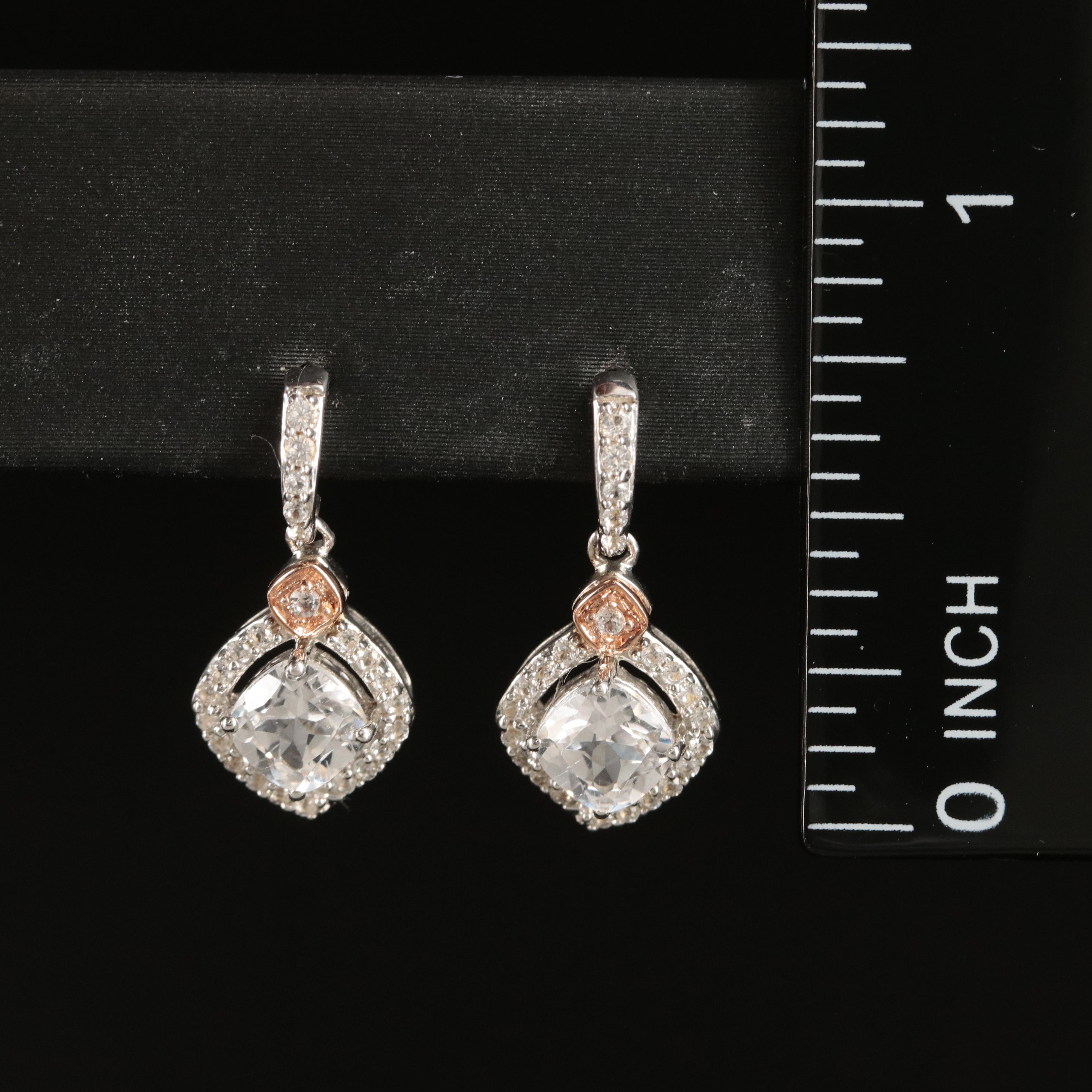 Sterling Sapphire Earrings with 10K Rose Gold Accents