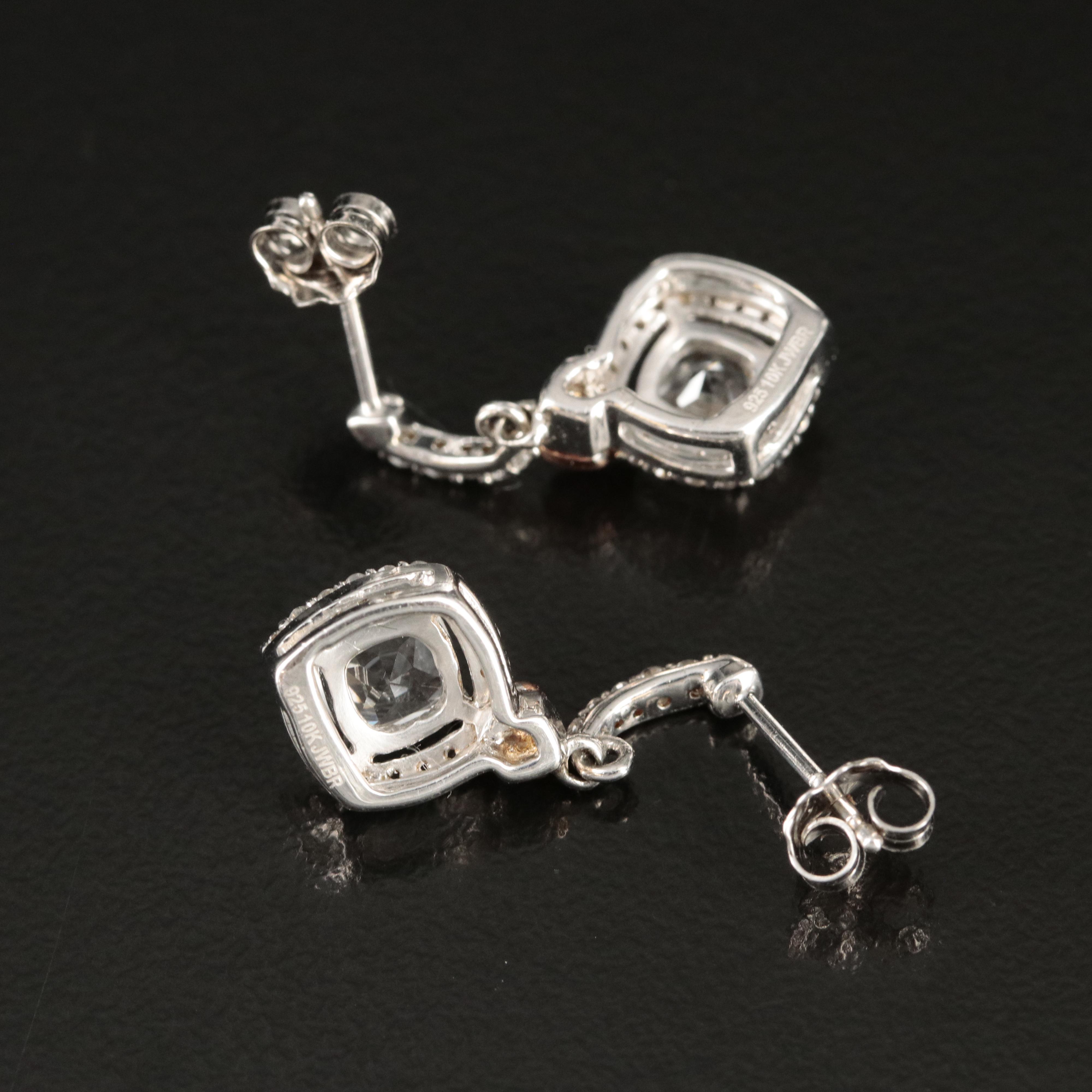 Sterling Sapphire Earrings with 10K Rose Gold Accents