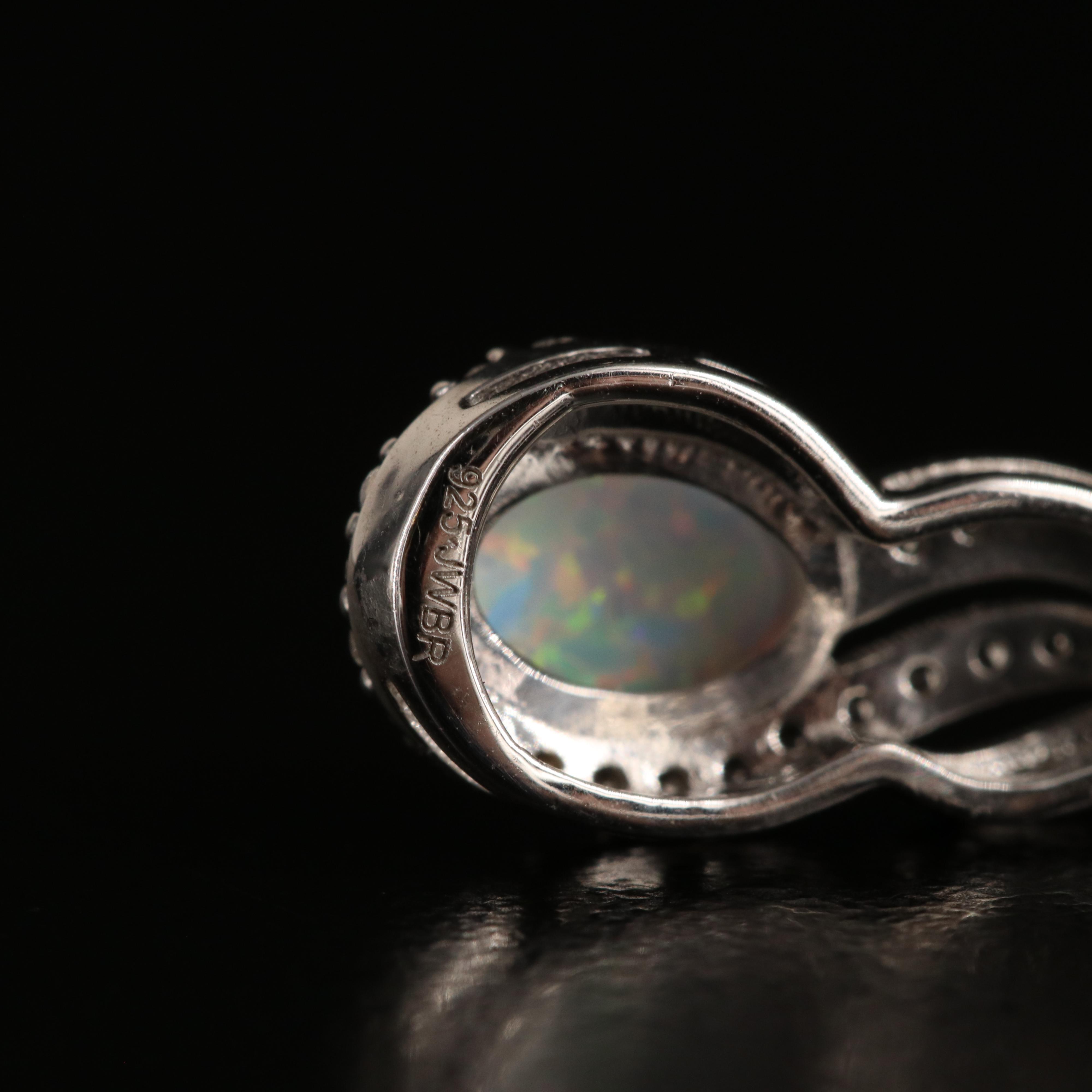 Sterling Opal and White Sapphire Earrings