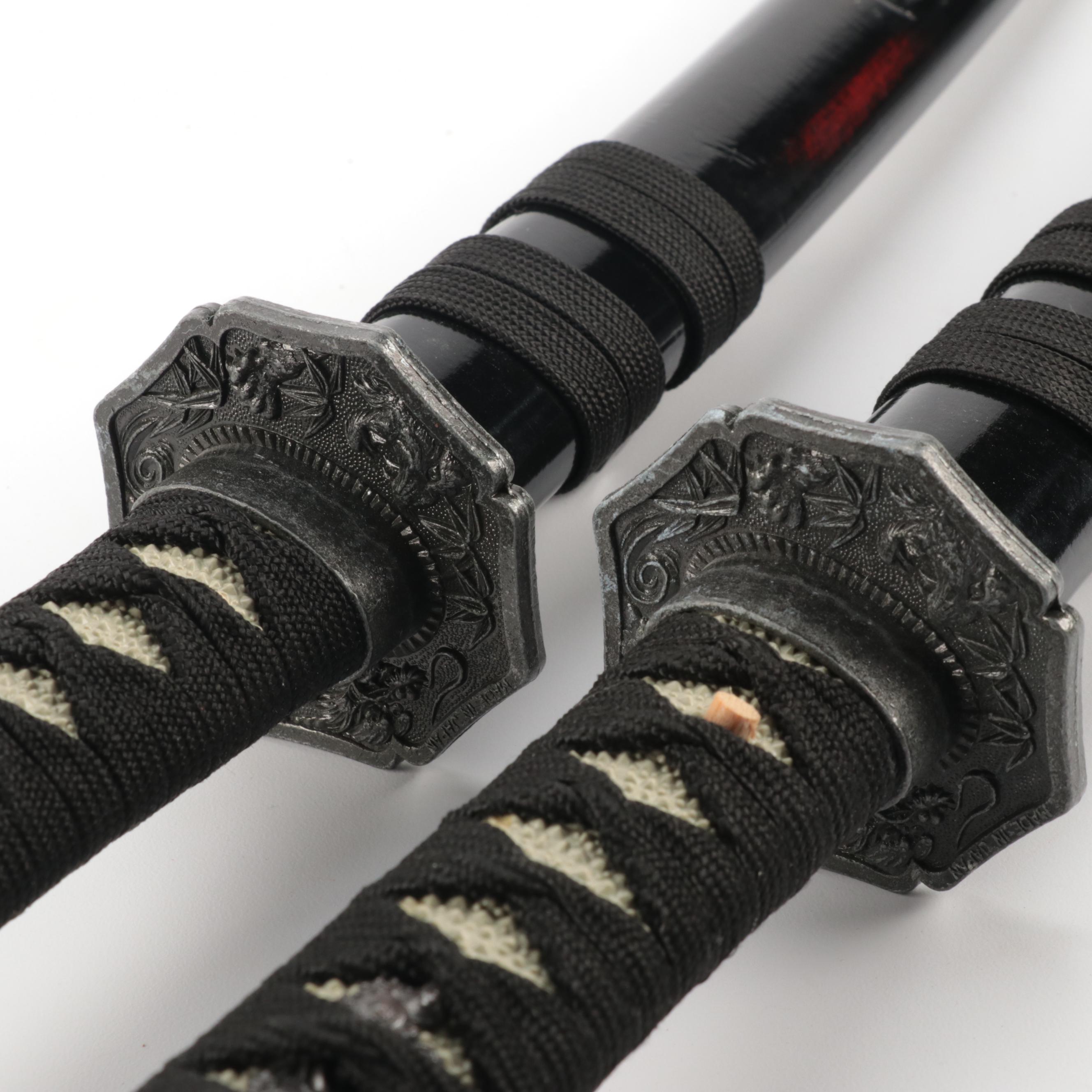 Japanese Samuri Katana and Wakizashi Swords on Stand