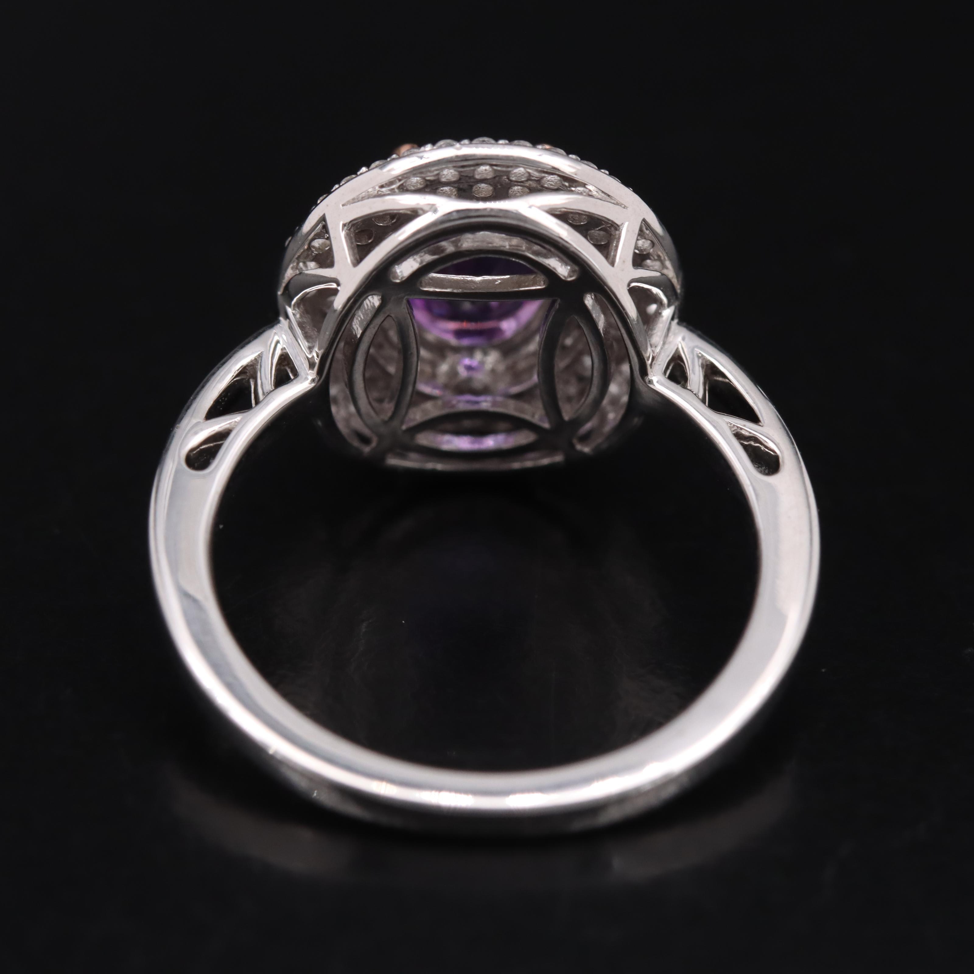 Sterling Amethyst and Sapphire Ring with 10K Rose Gold Accent