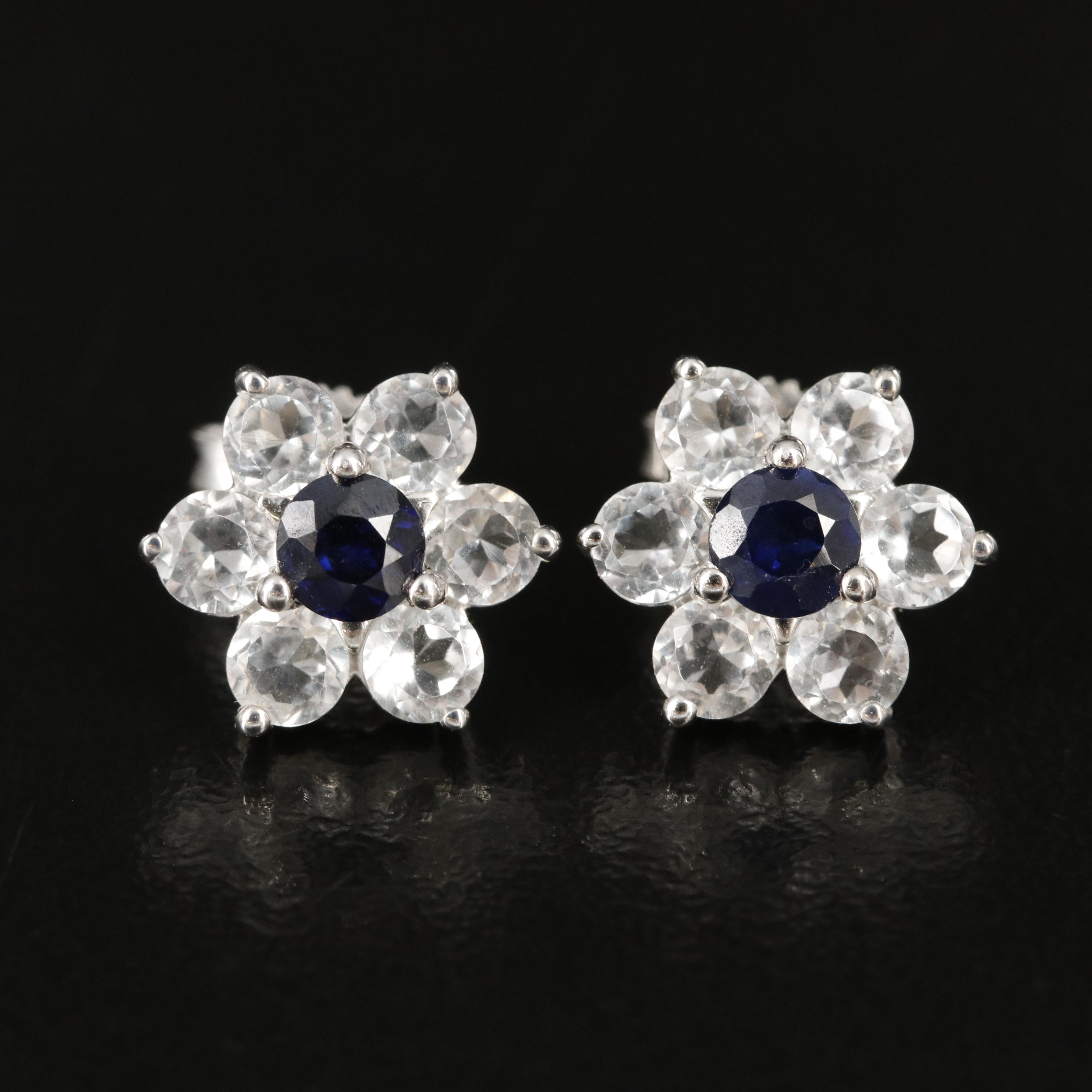Sterling Sapphire and Topaz Earrings