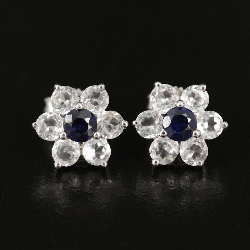 Sterling Sapphire and Topaz Earrings