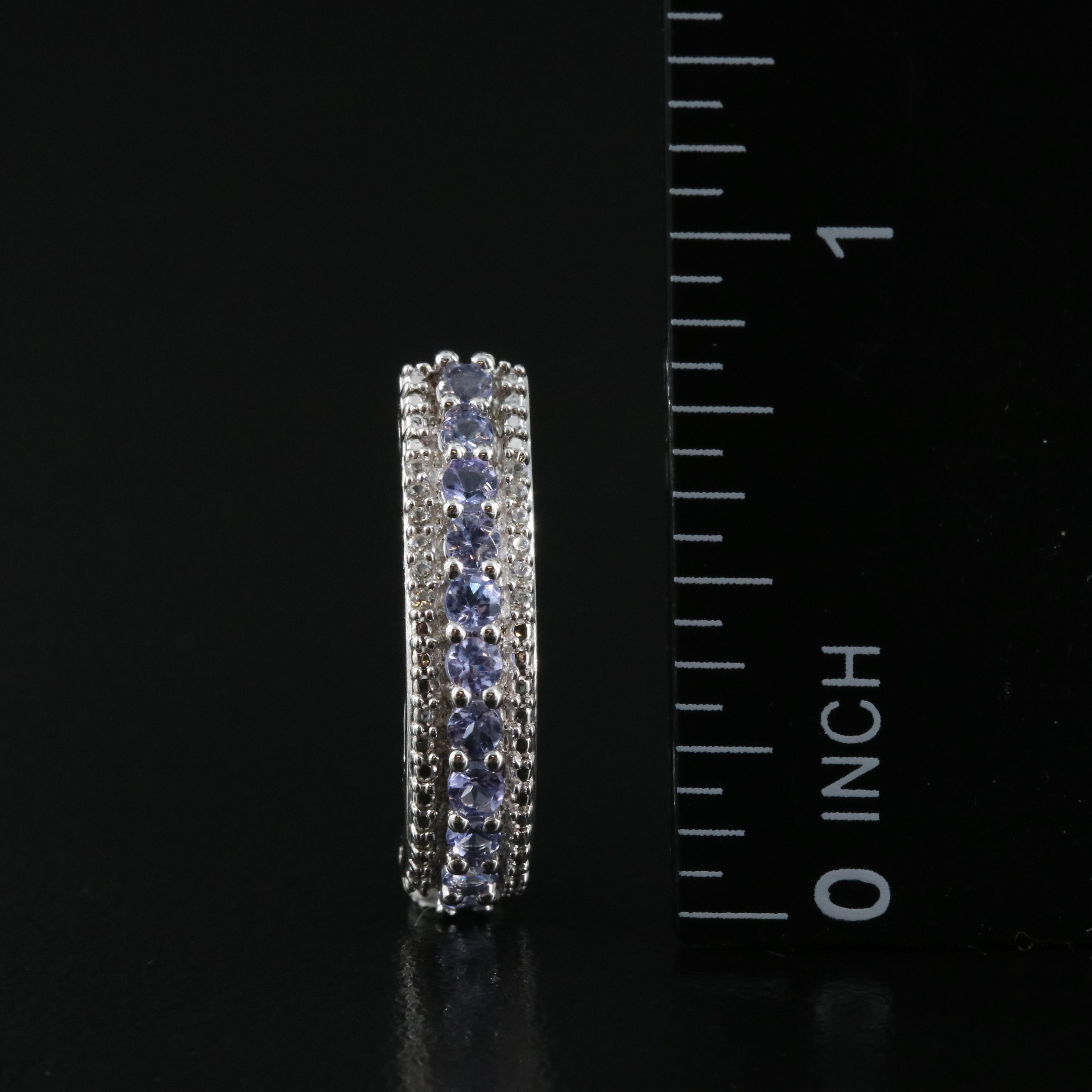 Sterling Silver Tanzanite and Sapphire J Hoops