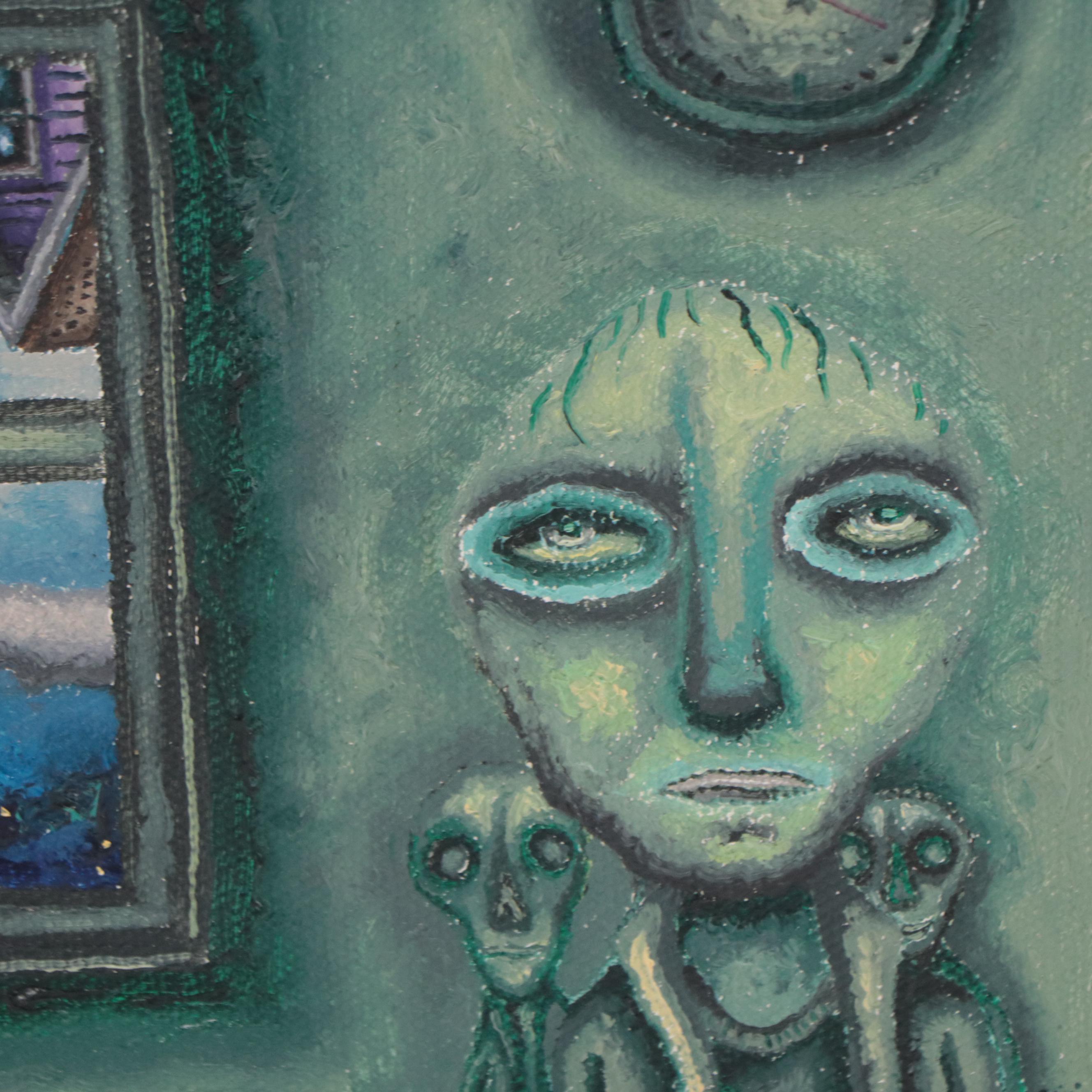 Marcel Flisiuk Surrealist Oil Painting "Time of Death," 2007