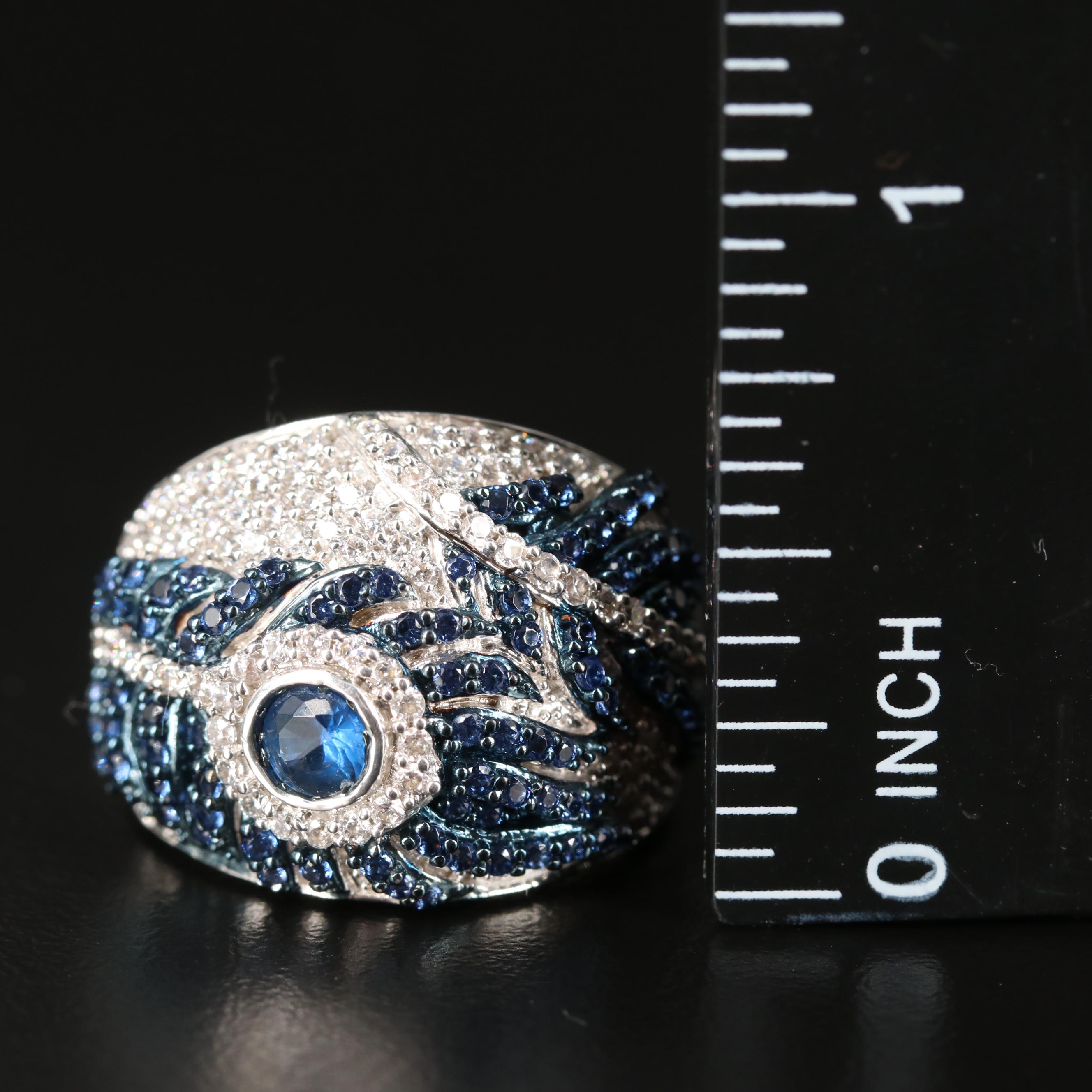 Sterling Cubic Zirconia Peacock Feather Ring