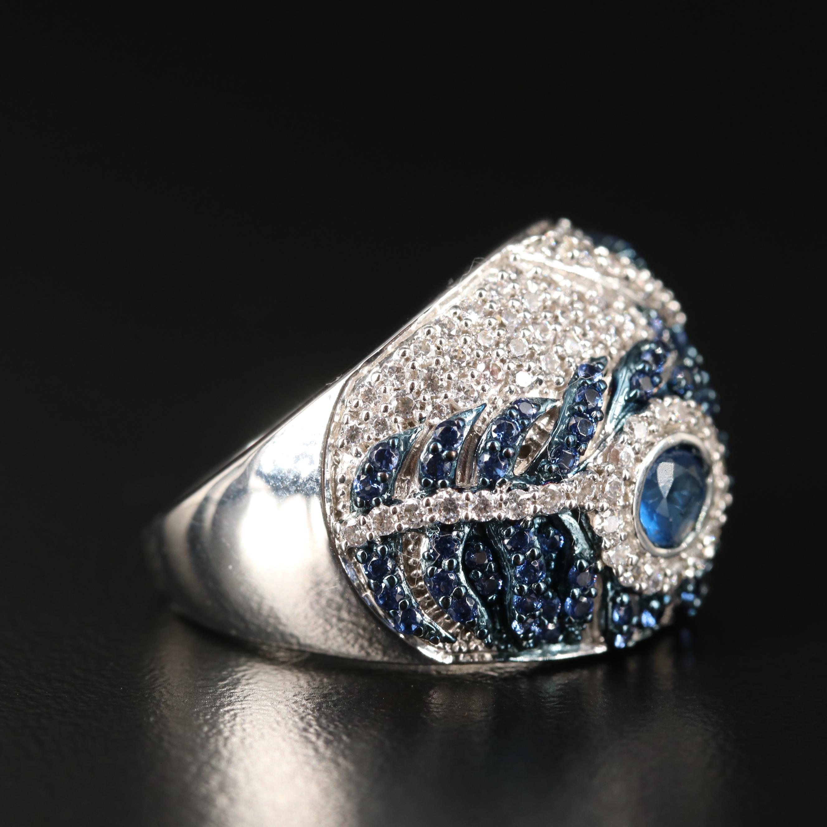 Sterling Cubic Zirconia Peacock Feather Ring