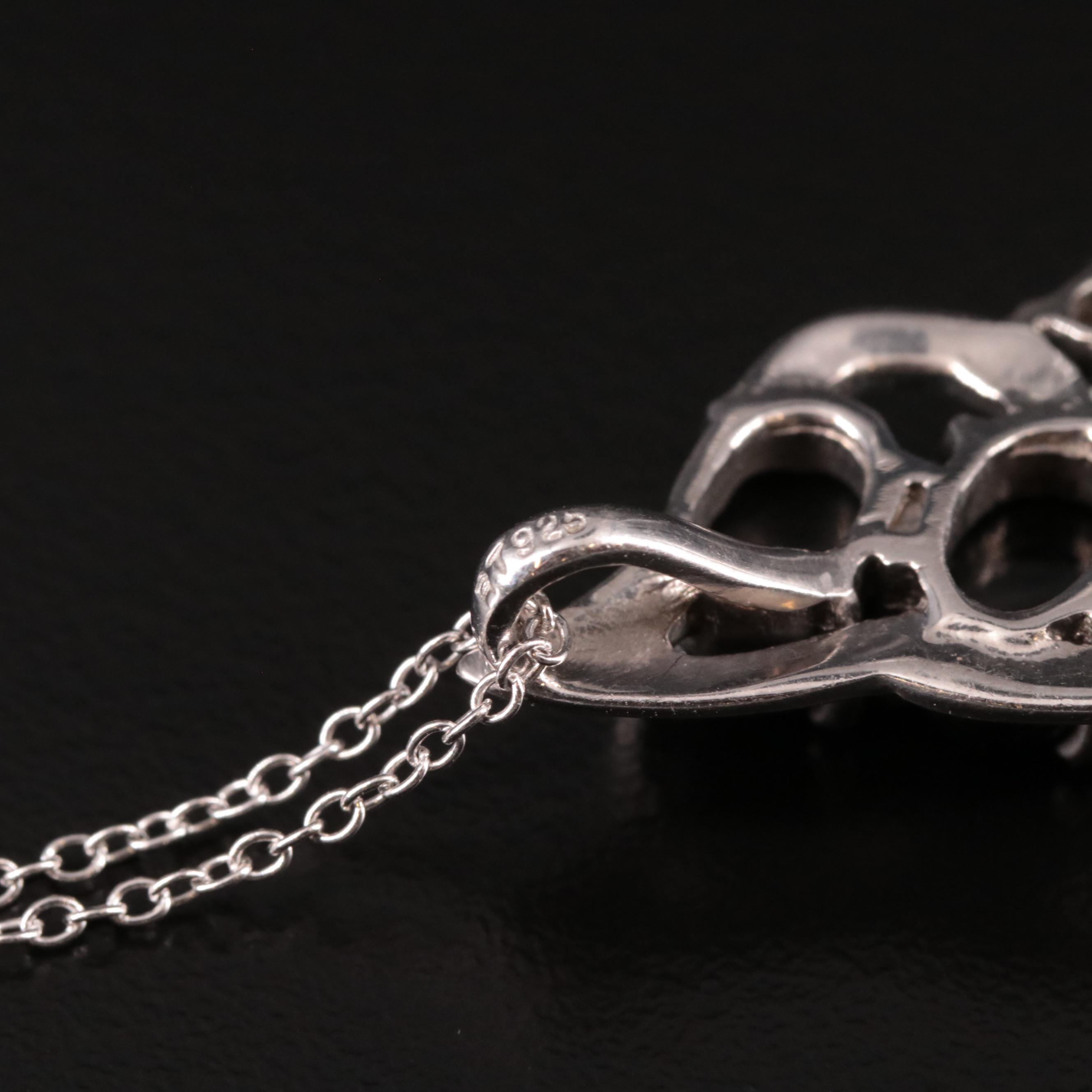 Sterling Silver Black Onyx and Cubic Zirconia Pendant Necklace