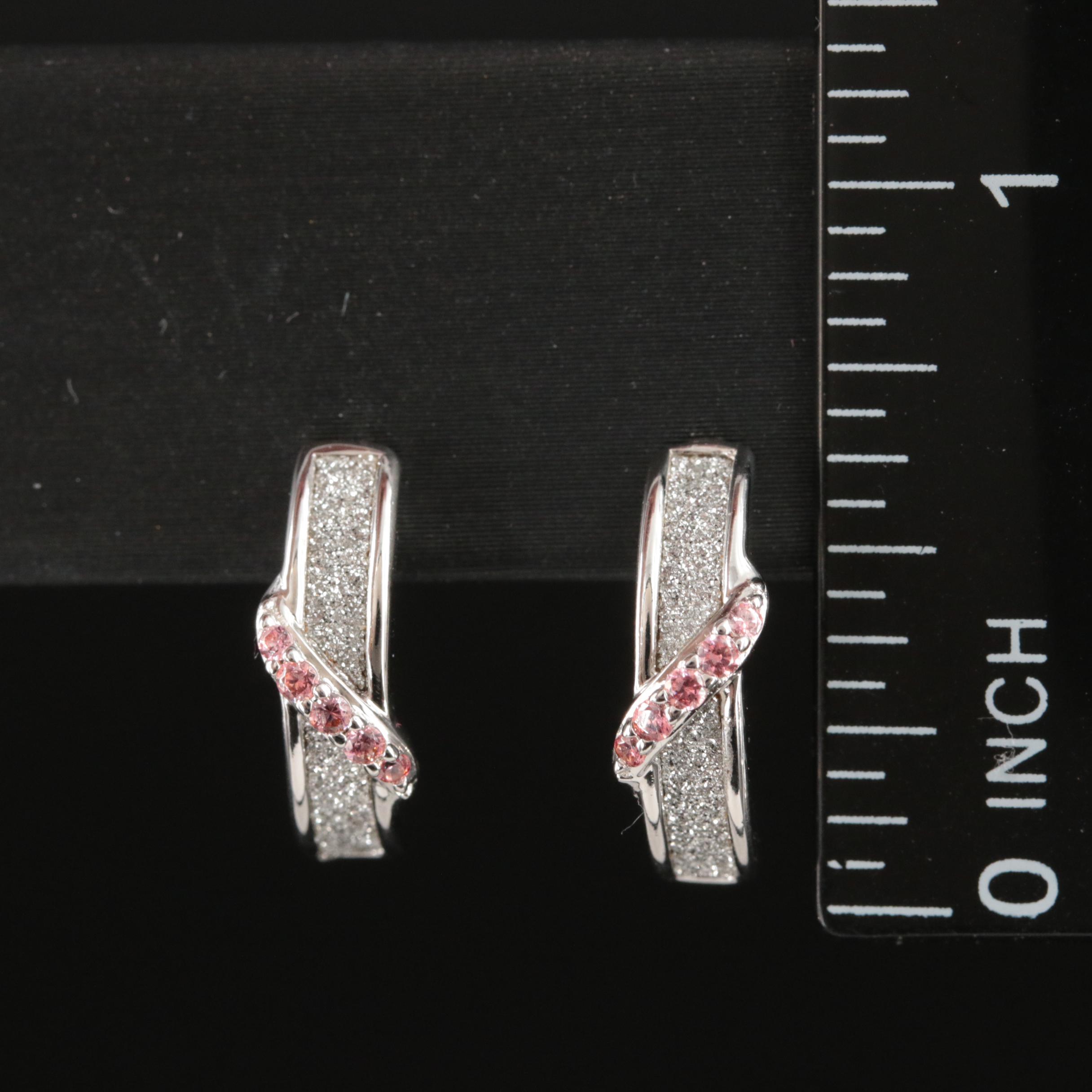 Sterling Cubic Zirconia Half Hoop Earrings