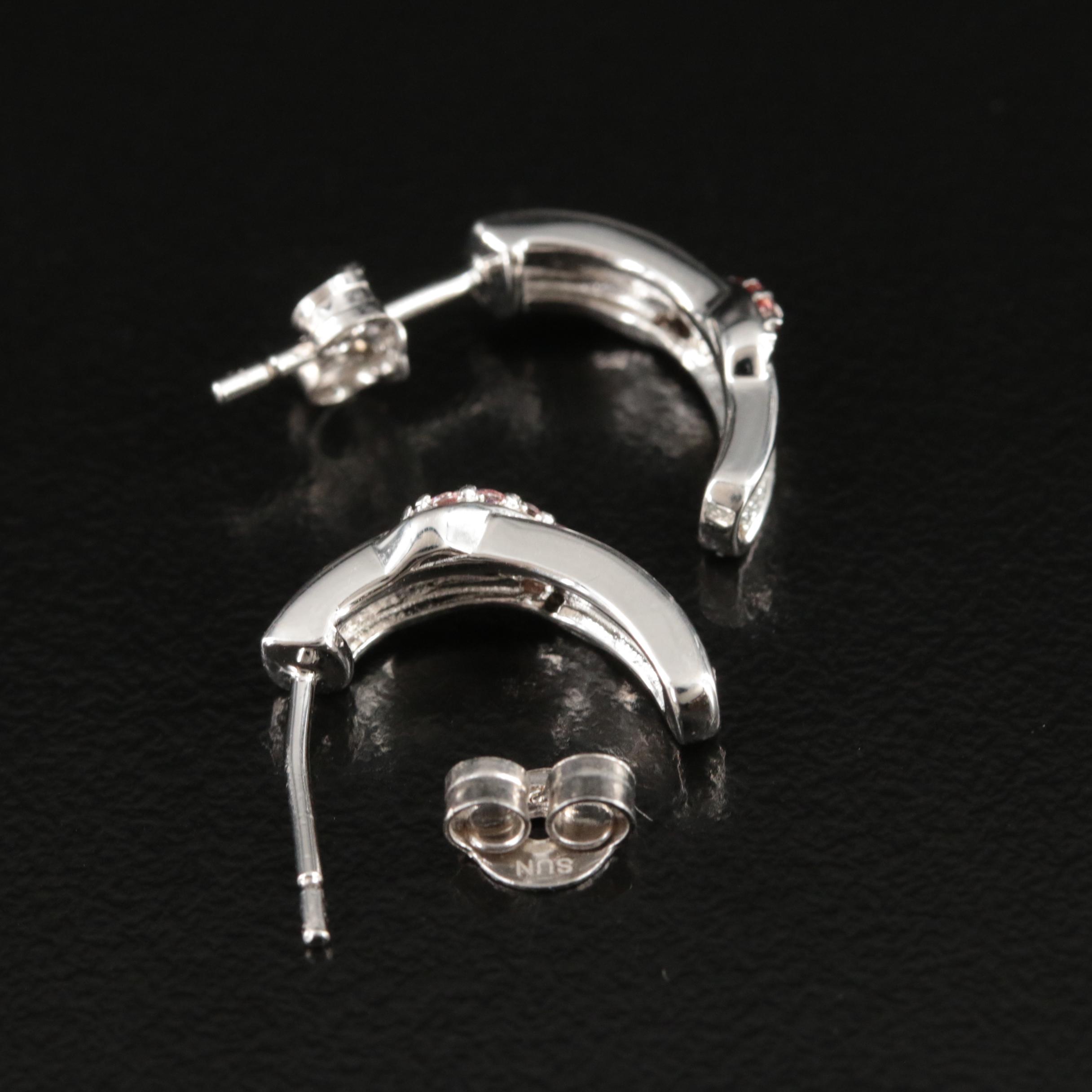 Sterling Cubic Zirconia Half Hoop Earrings