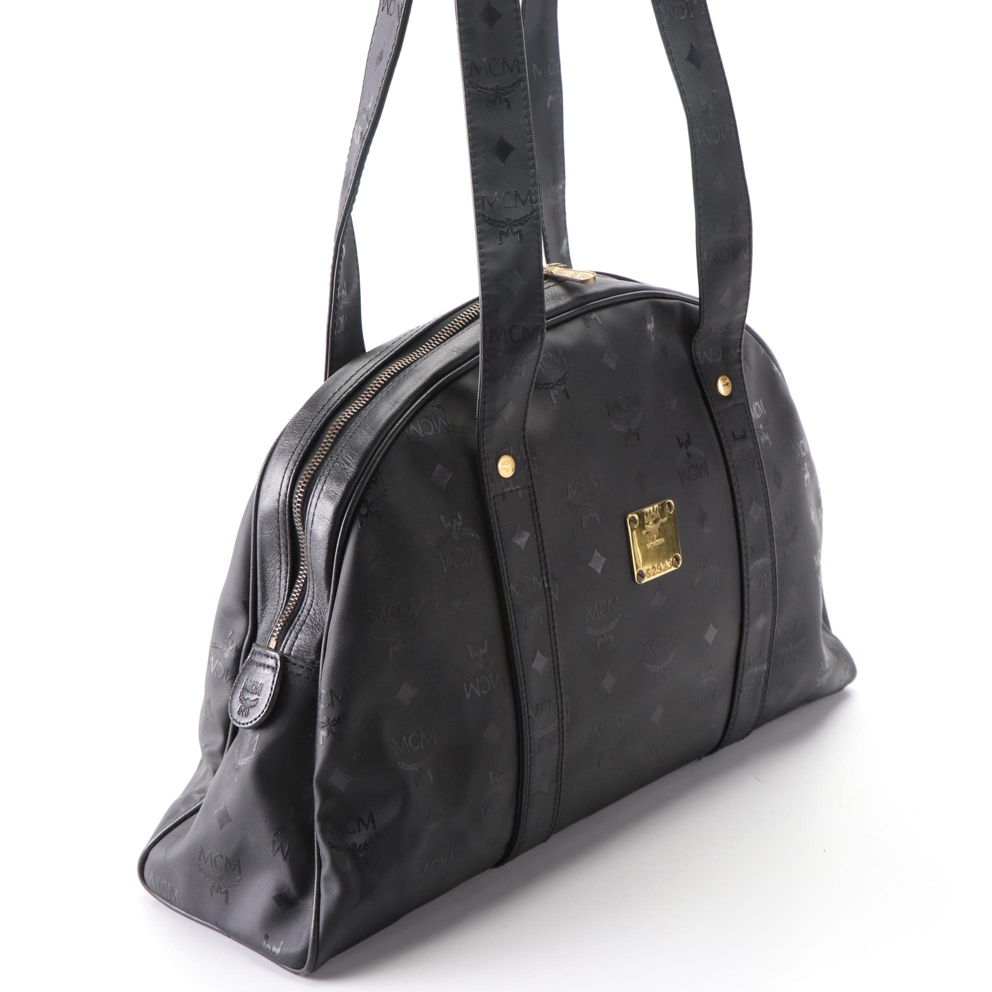 MCM Black Visetos Nylon Shoulder Bag