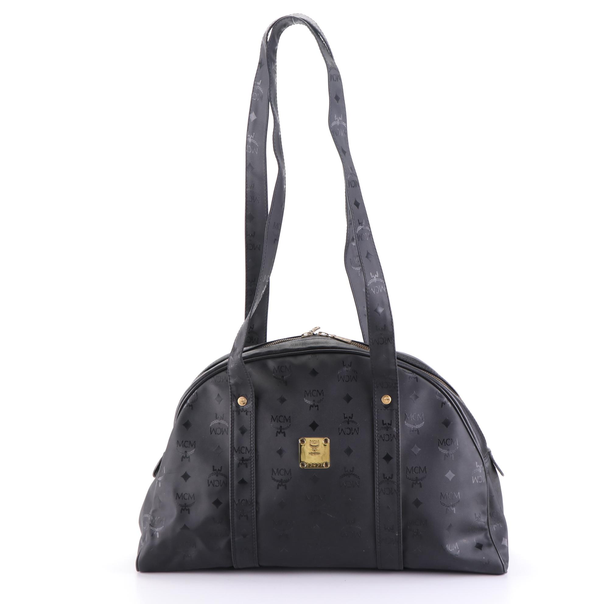 MCM Black Visetos Nylon Shoulder Bag