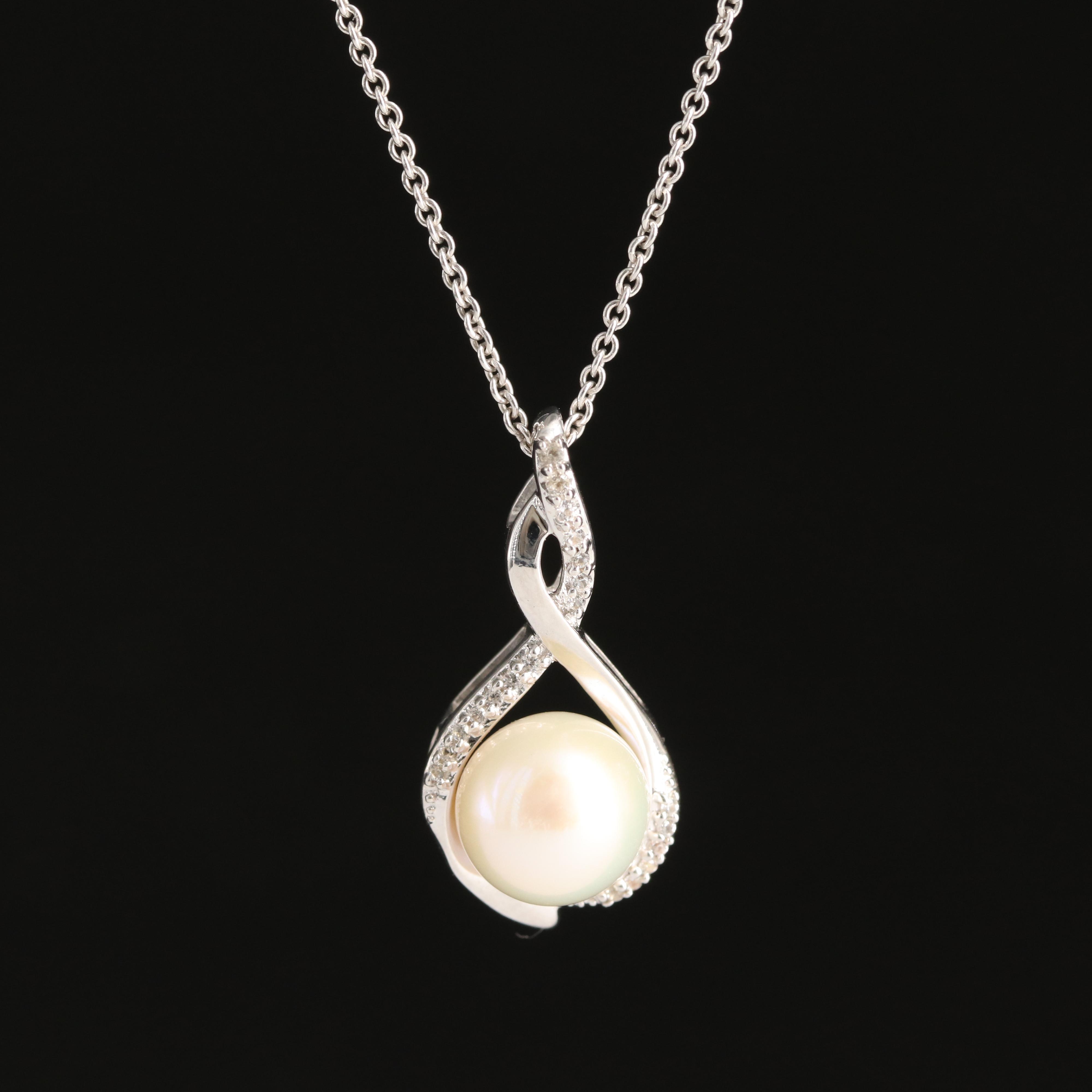 Sterling Pearl and Sapphire Necklace