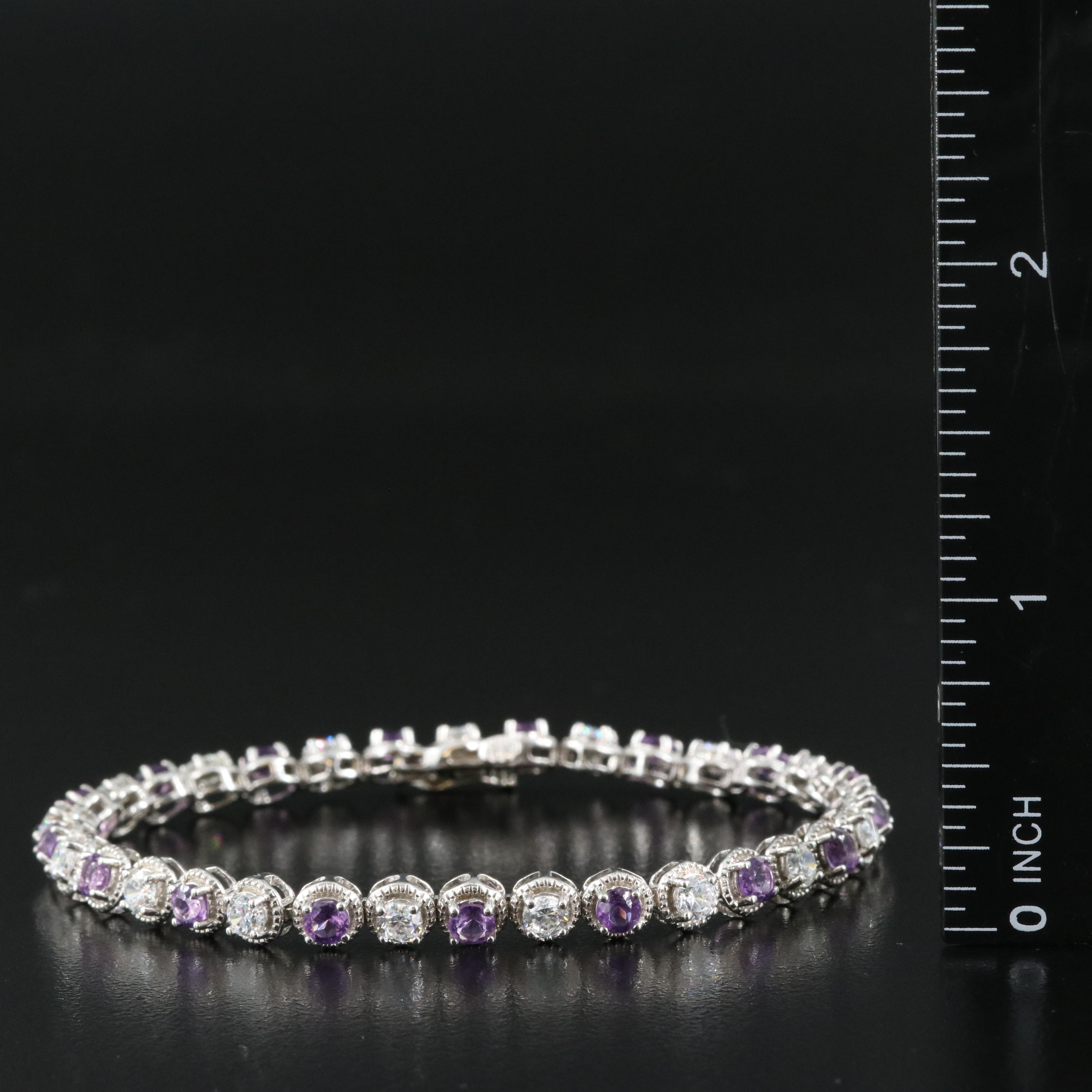 Sterling Amethyst and Cubic Zirconia Bracelet