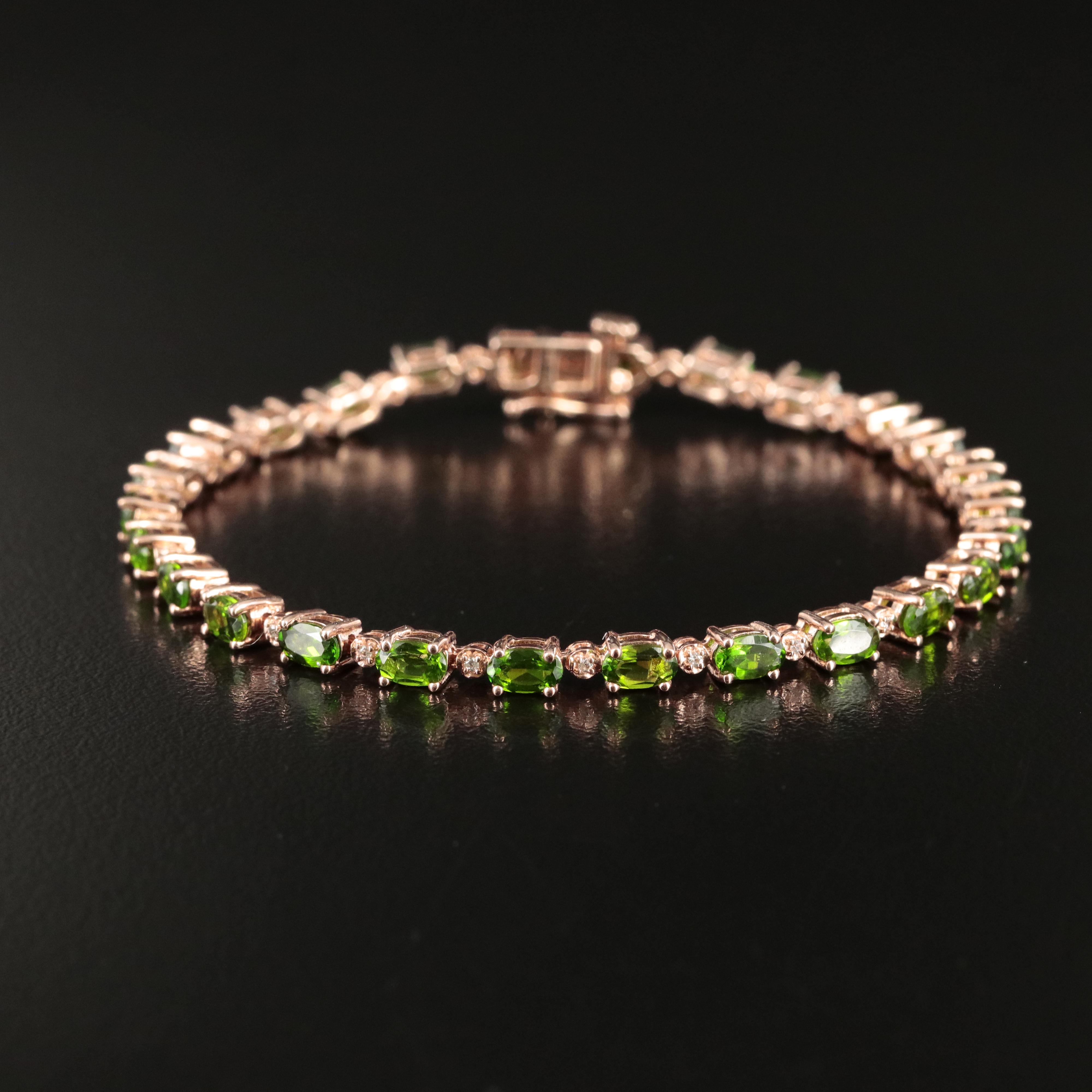 Sterling Diopside and Sapphire Bracelet