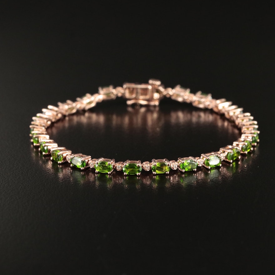 Sterling Diopside and Sapphire Bracelet