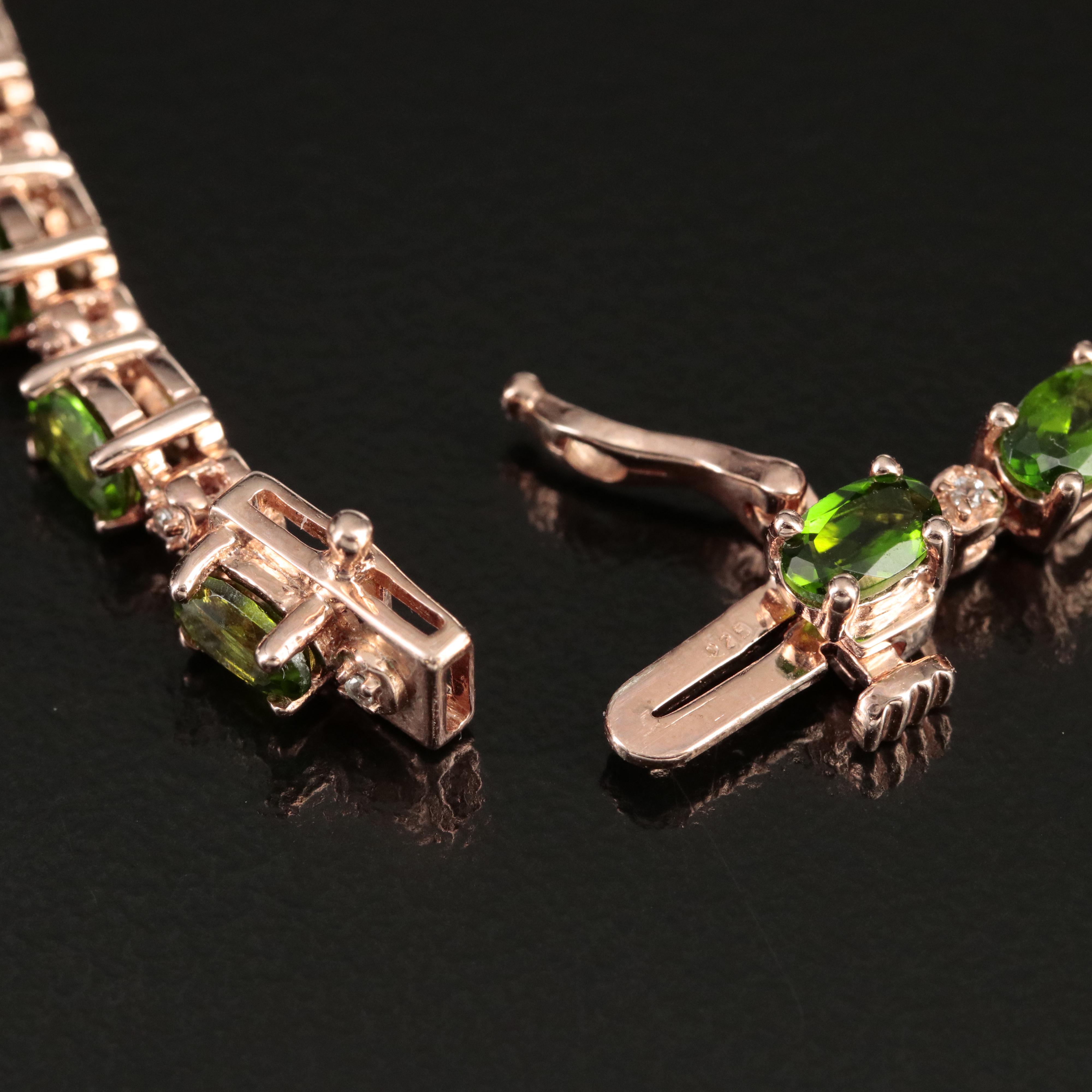 Sterling Diopside and Sapphire Bracelet