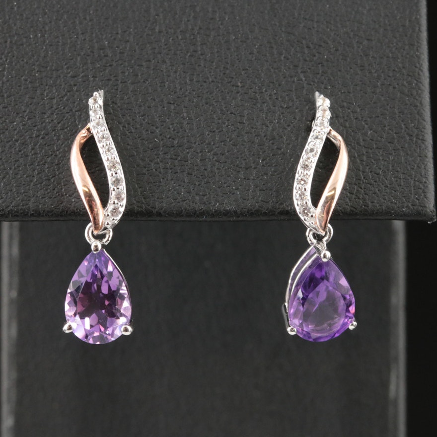 Sterling Amethyst and Sapphire Earrings