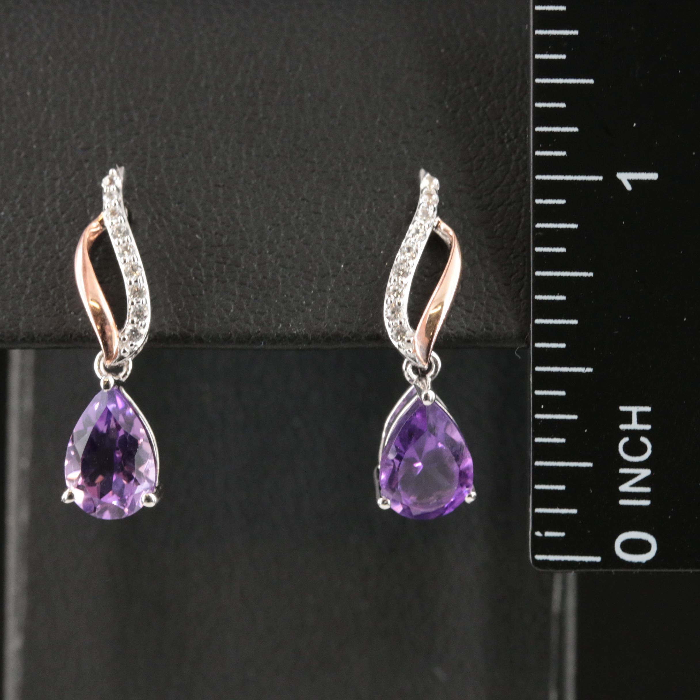 Sterling Amethyst and Sapphire Earrings