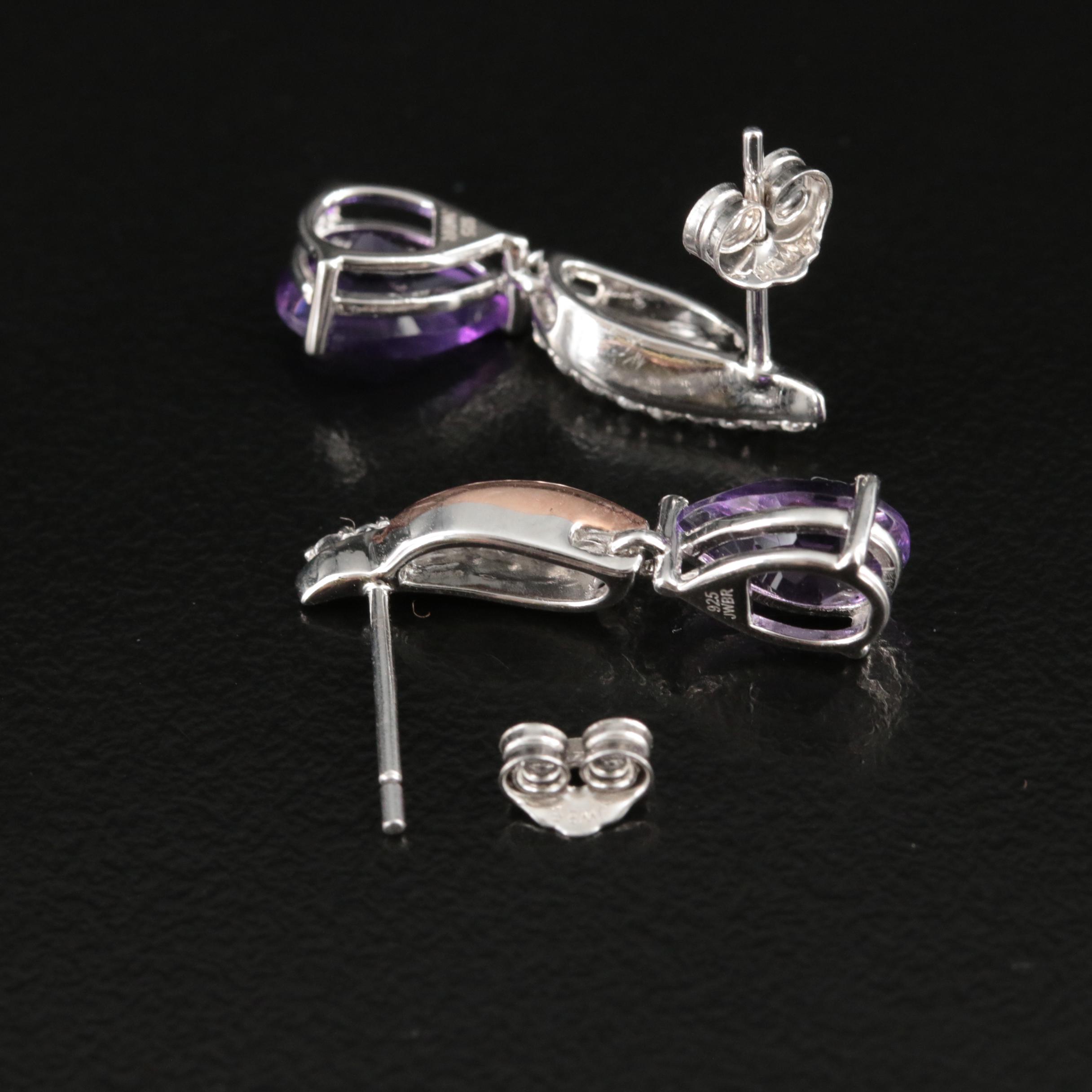 Sterling Amethyst and Sapphire Earrings