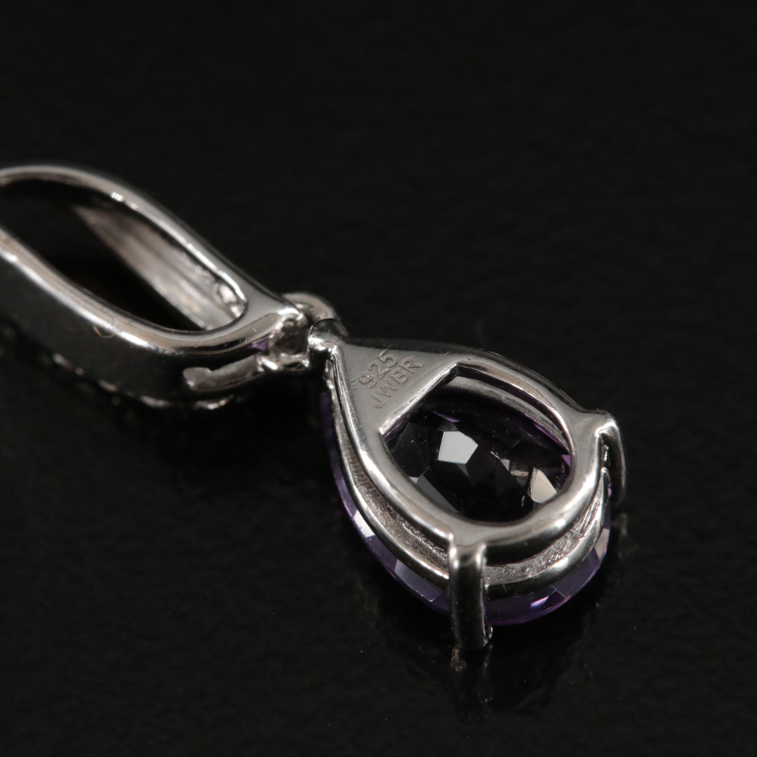 Sterling Amethyst and Sapphire Earrings