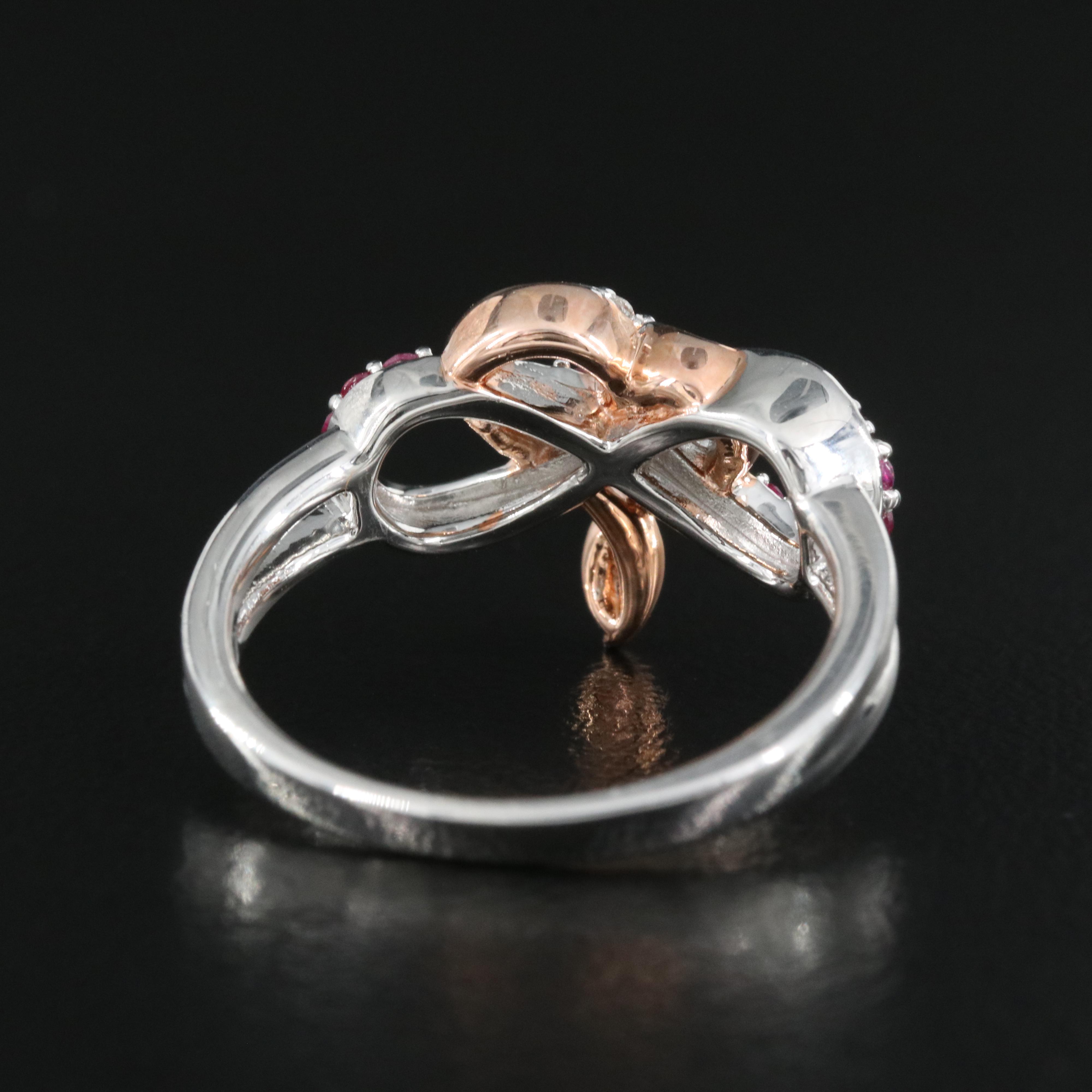 Sterling Ruby and Diamond Infinity Heart Ring