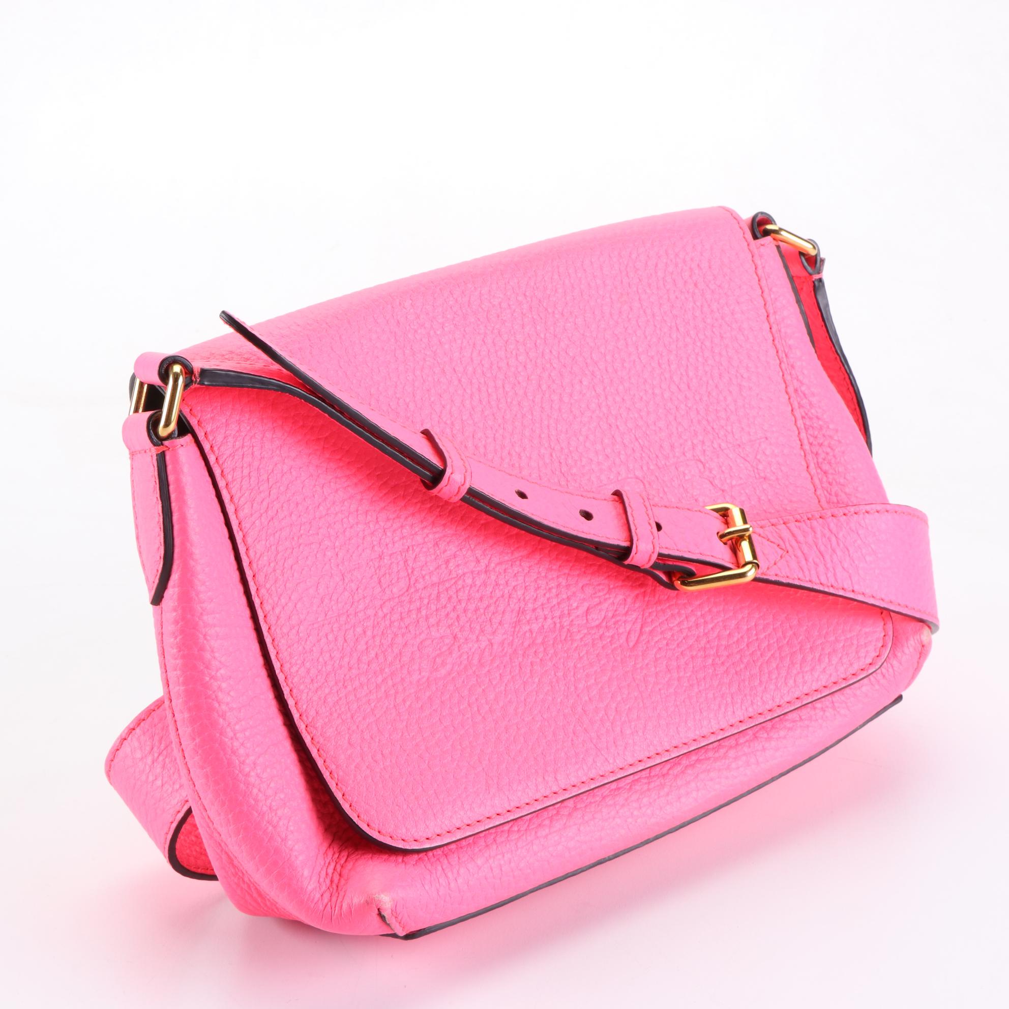 Burberry Crossbody Shoulder Bag in Neon Pink Leather