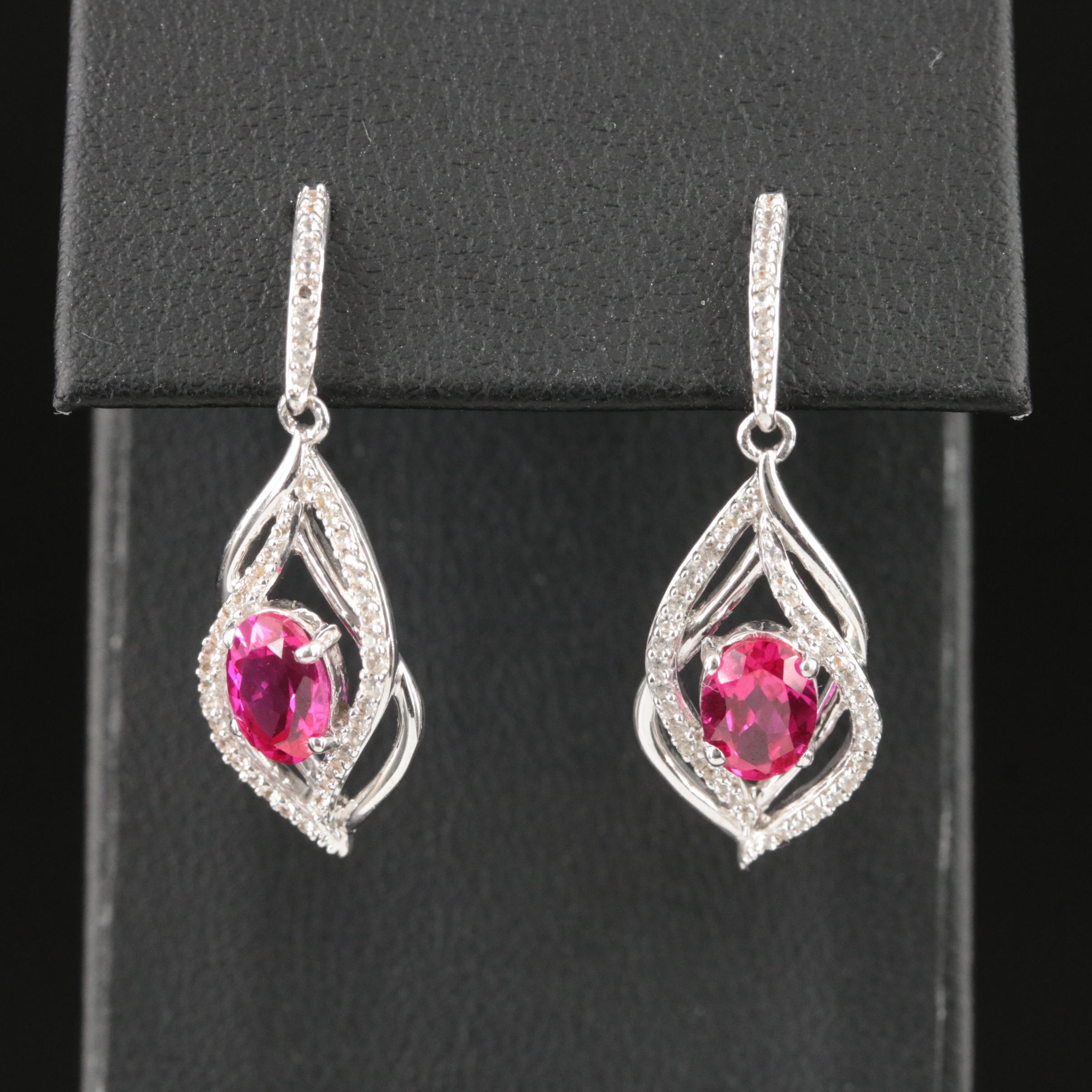 Sterling Ruby and Sapphire Earrings