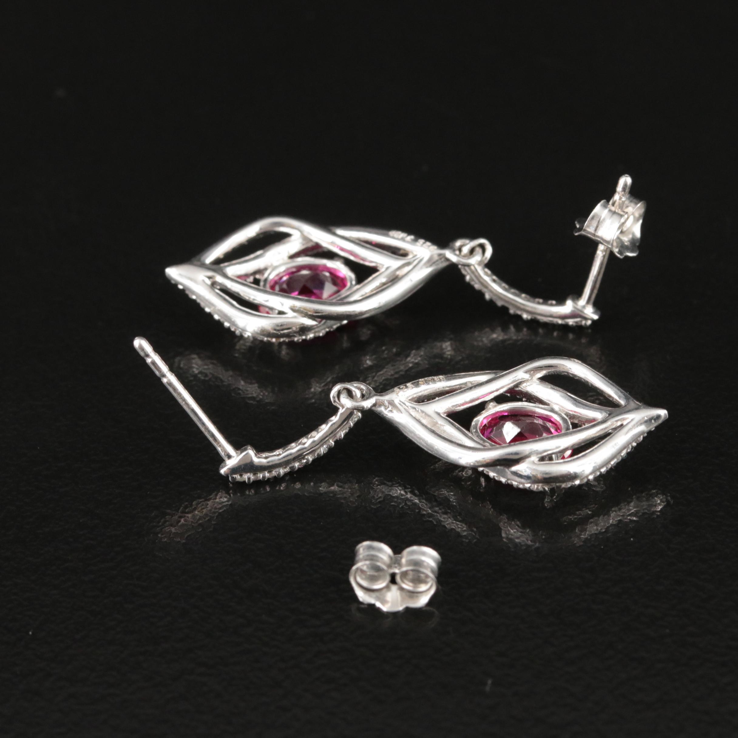 Sterling Ruby and Sapphire Earrings