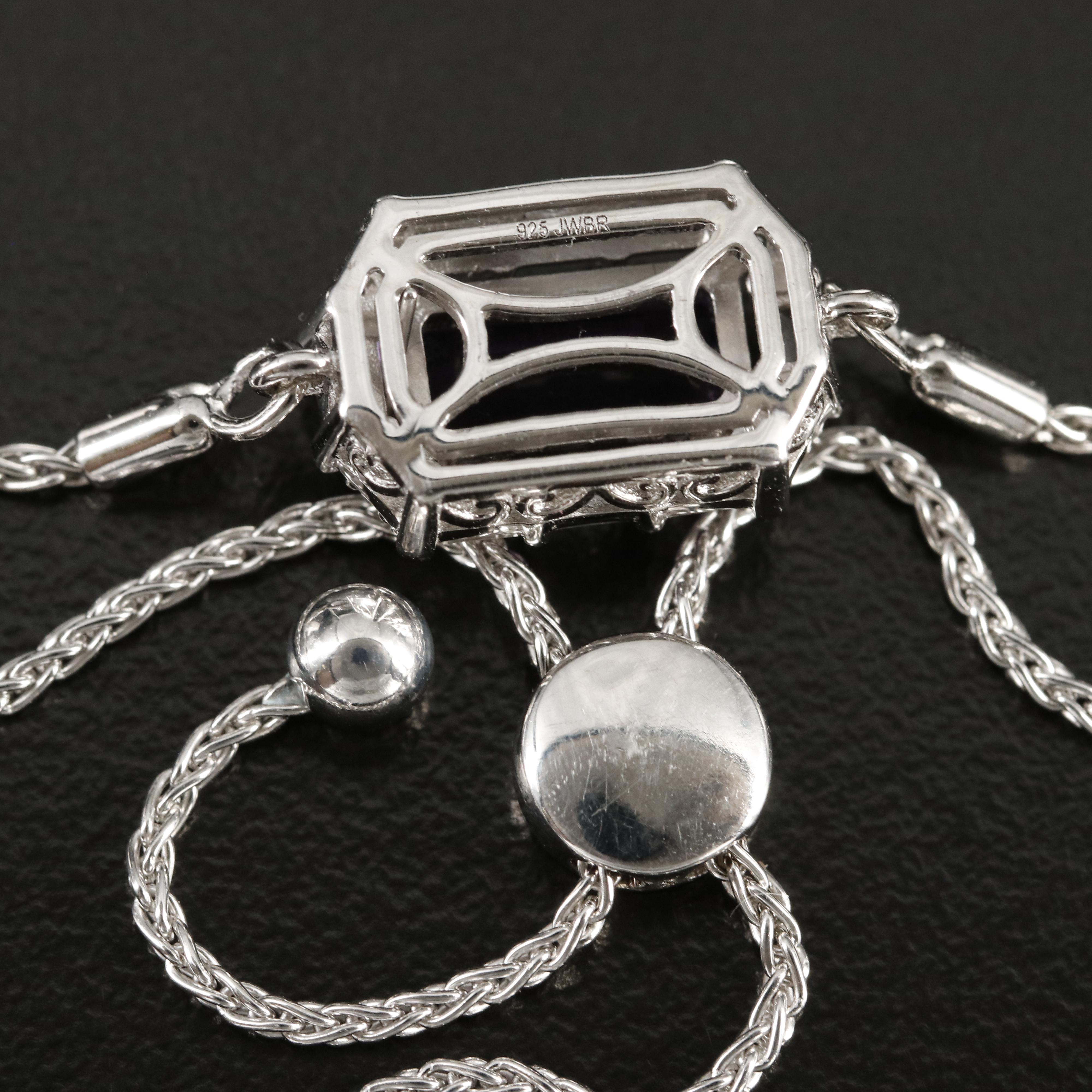 Sterling Amethyst and Sapphire Bolo Bracelet