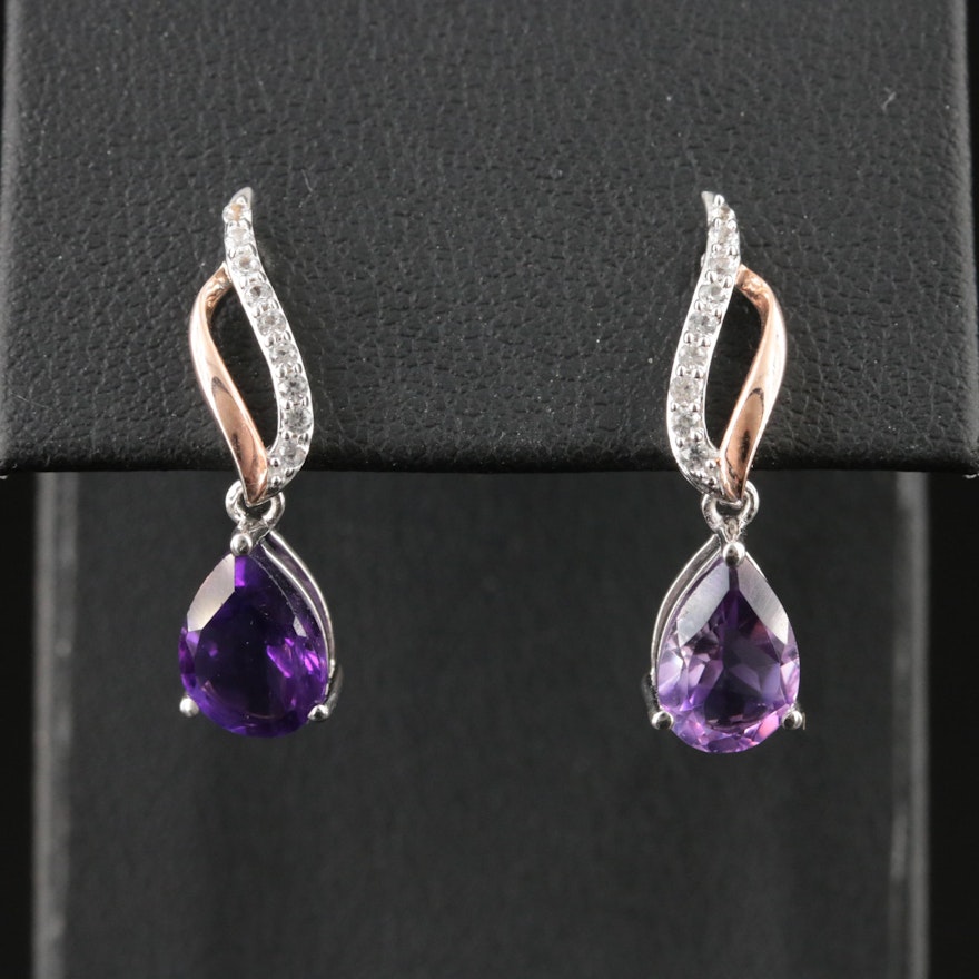 Sterling Amethyst and Sapphire Earrings