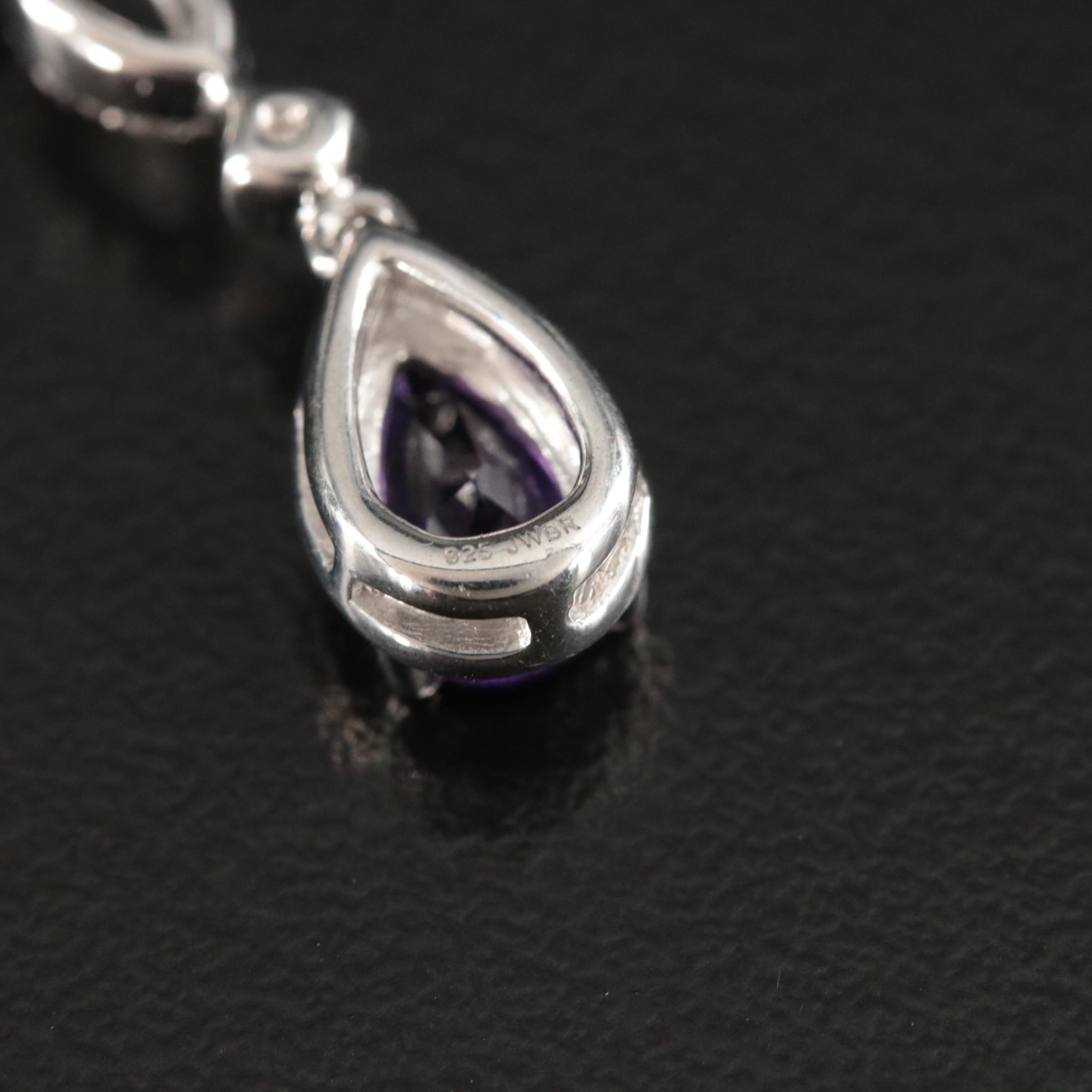 Sterling Amethyst and White Sapphire Earrings