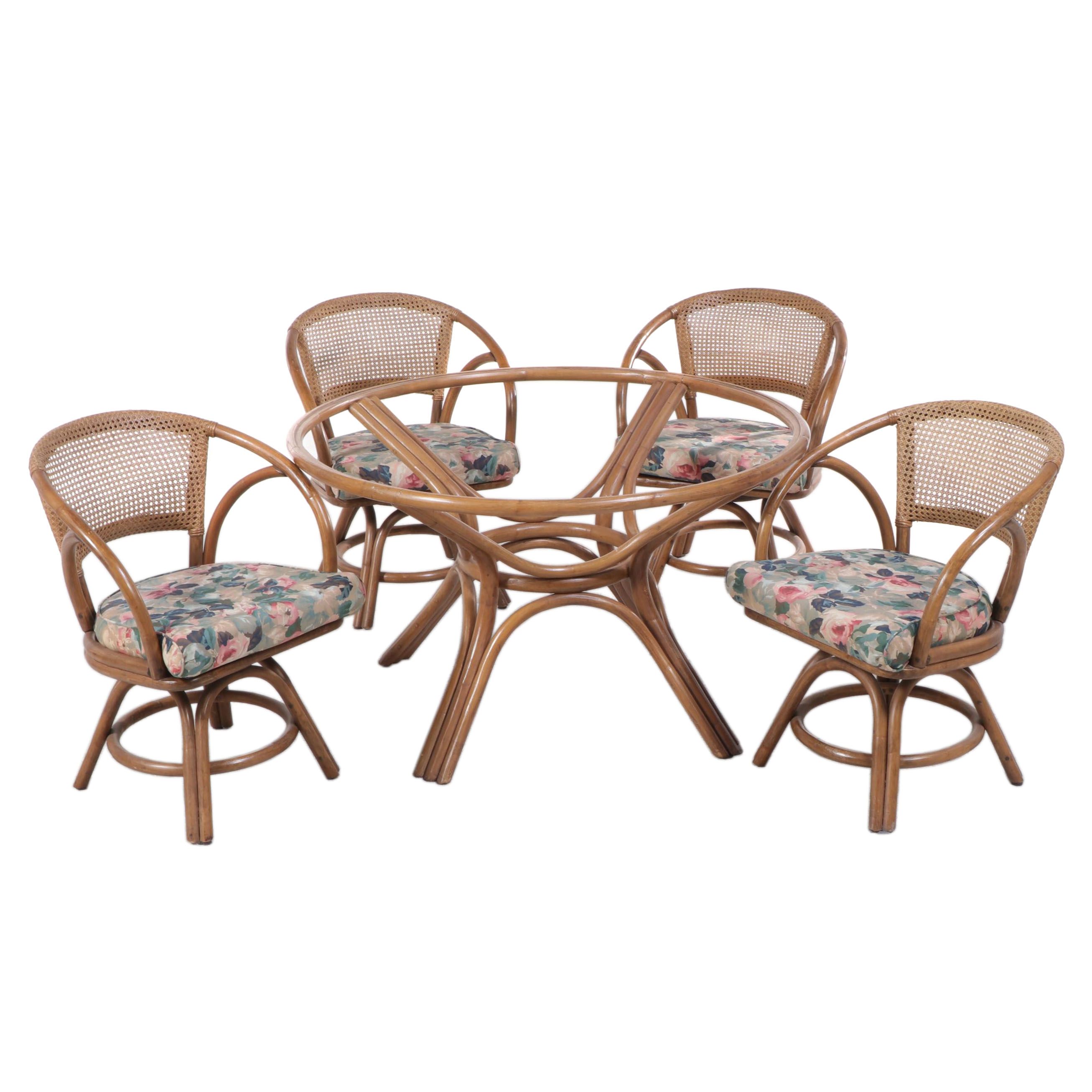Five-Piece Brown Jordan Rattan Patio Dining Set