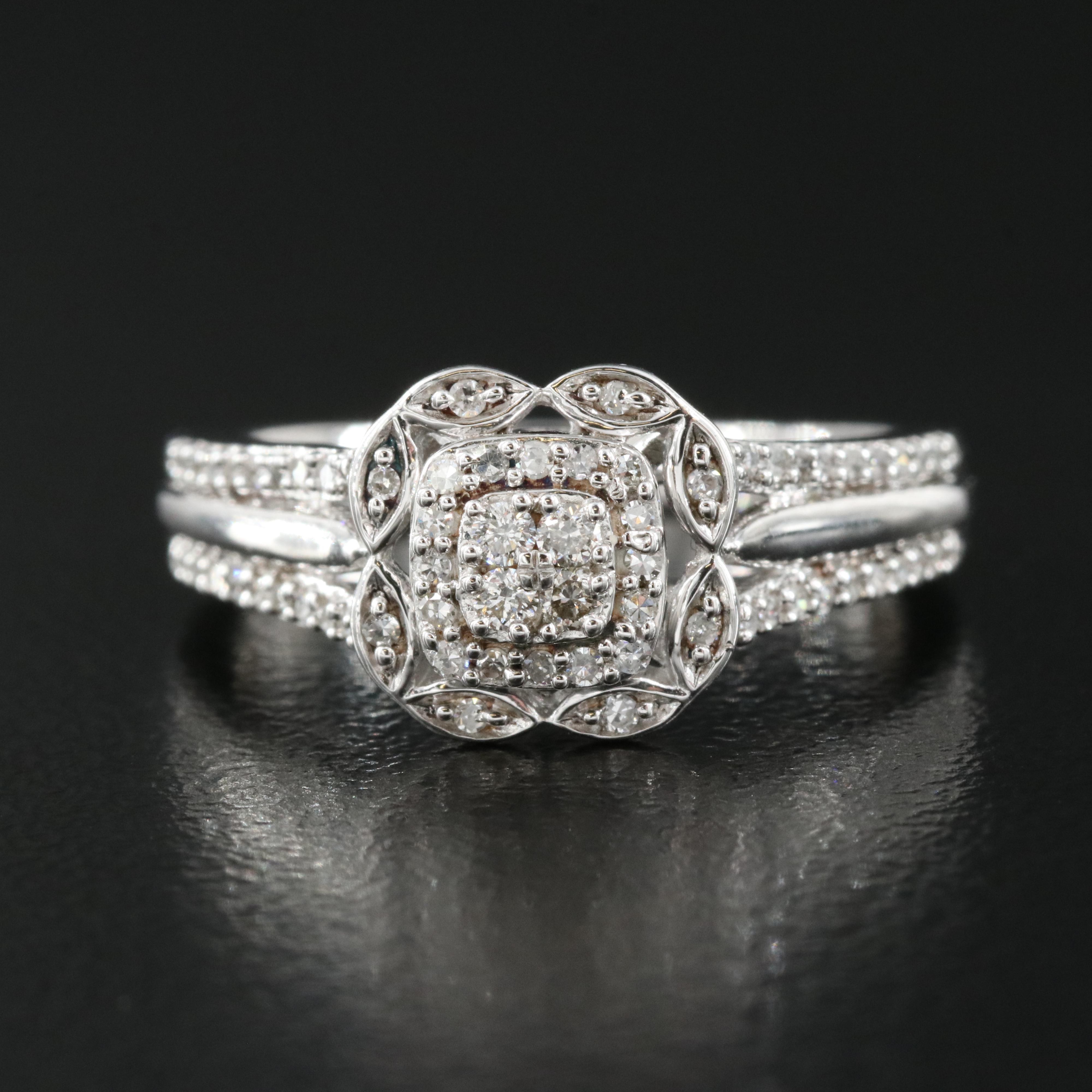 Sterling Diamond and Amethyst Ring