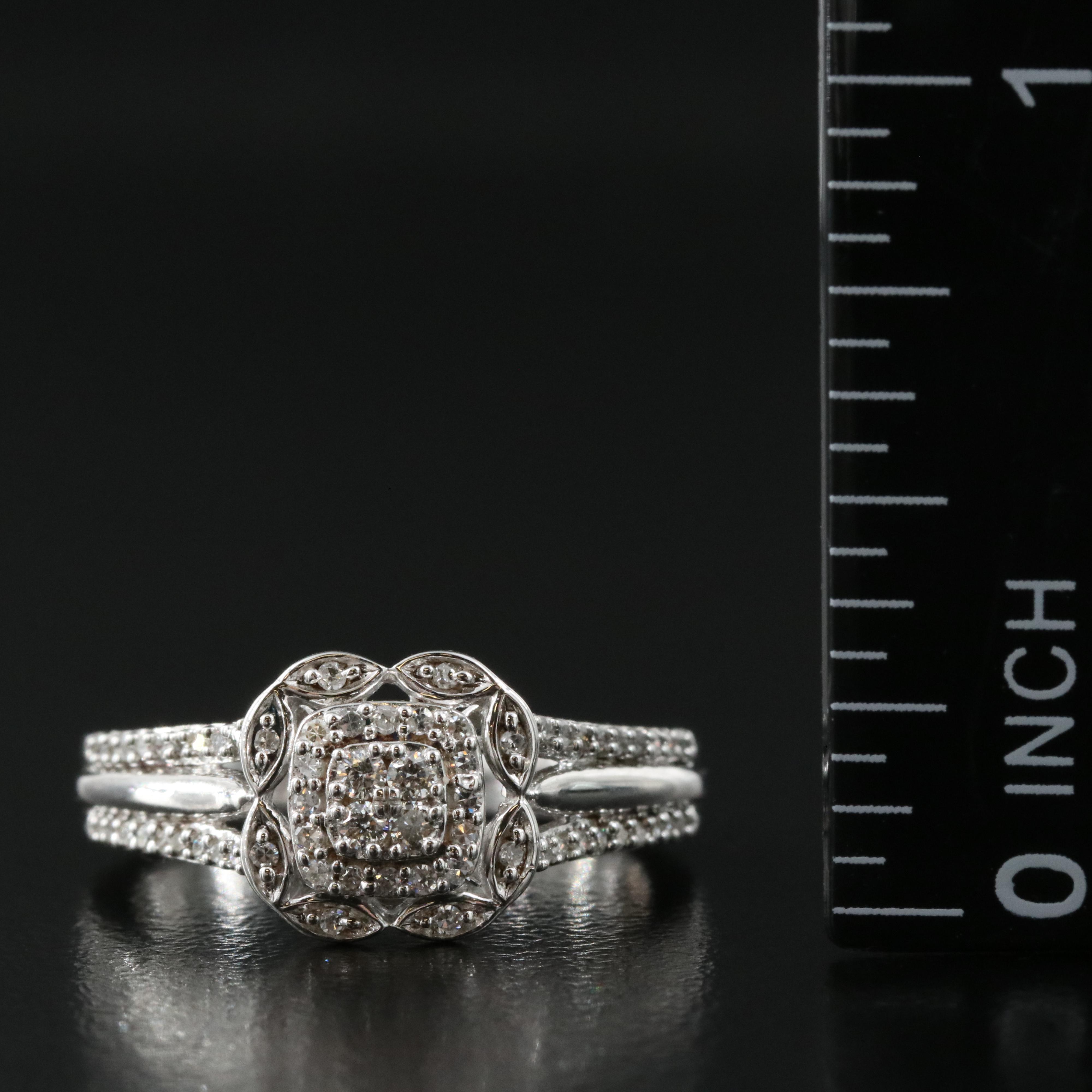 Sterling Diamond and Amethyst Ring