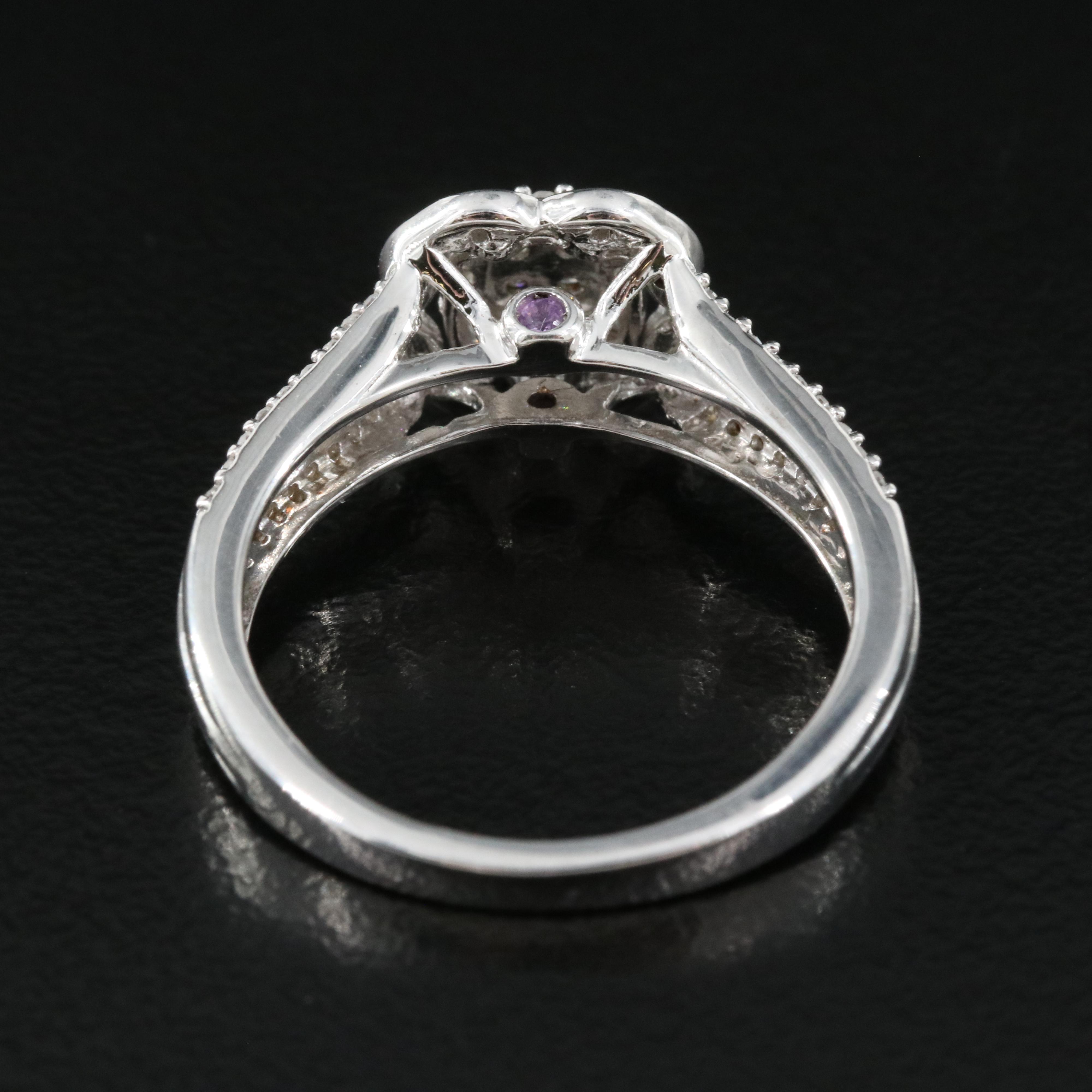 Sterling Diamond and Amethyst Ring