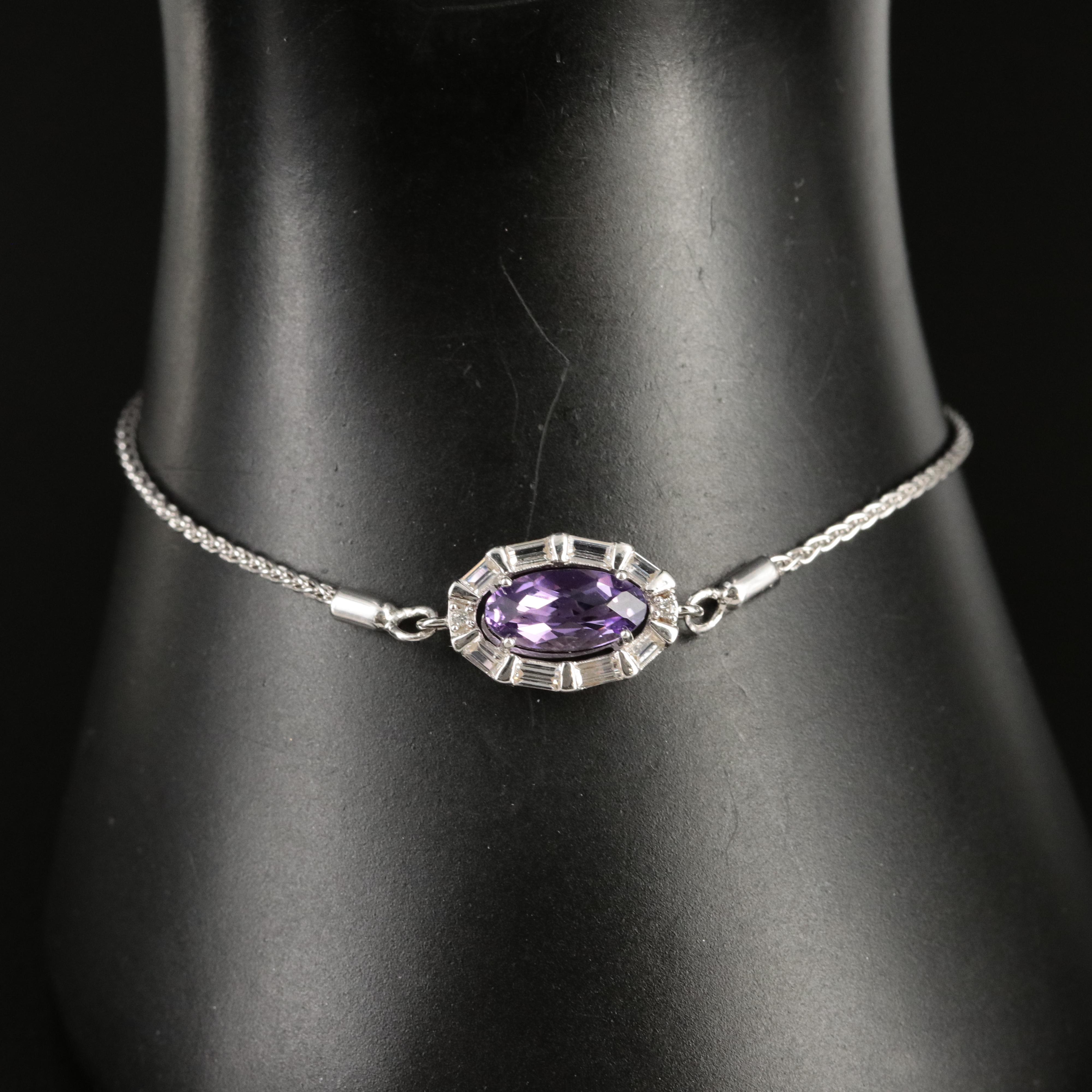 Sterling Amethyst and Topaz Bolo Bracelet