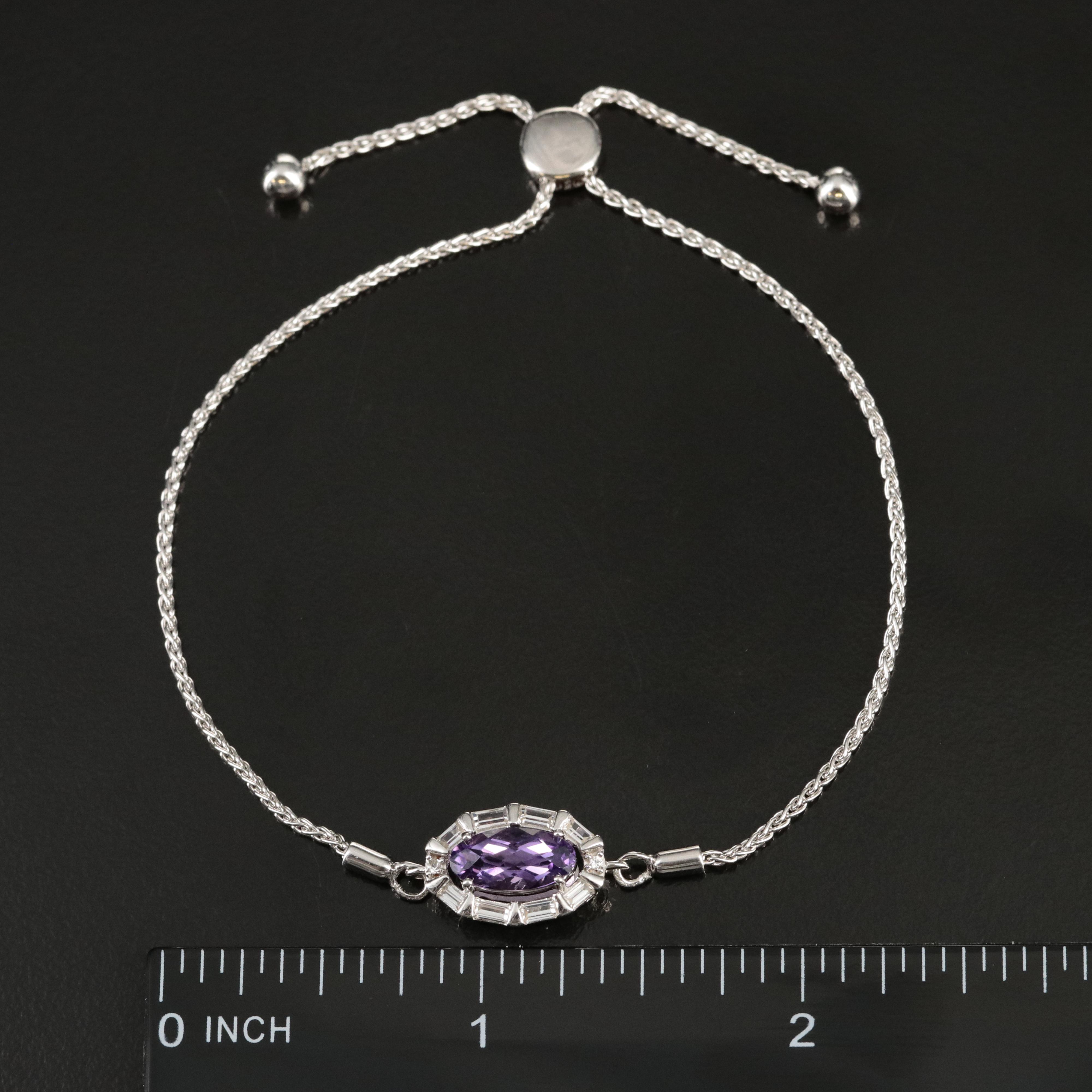 Sterling Amethyst and Topaz Bolo Bracelet