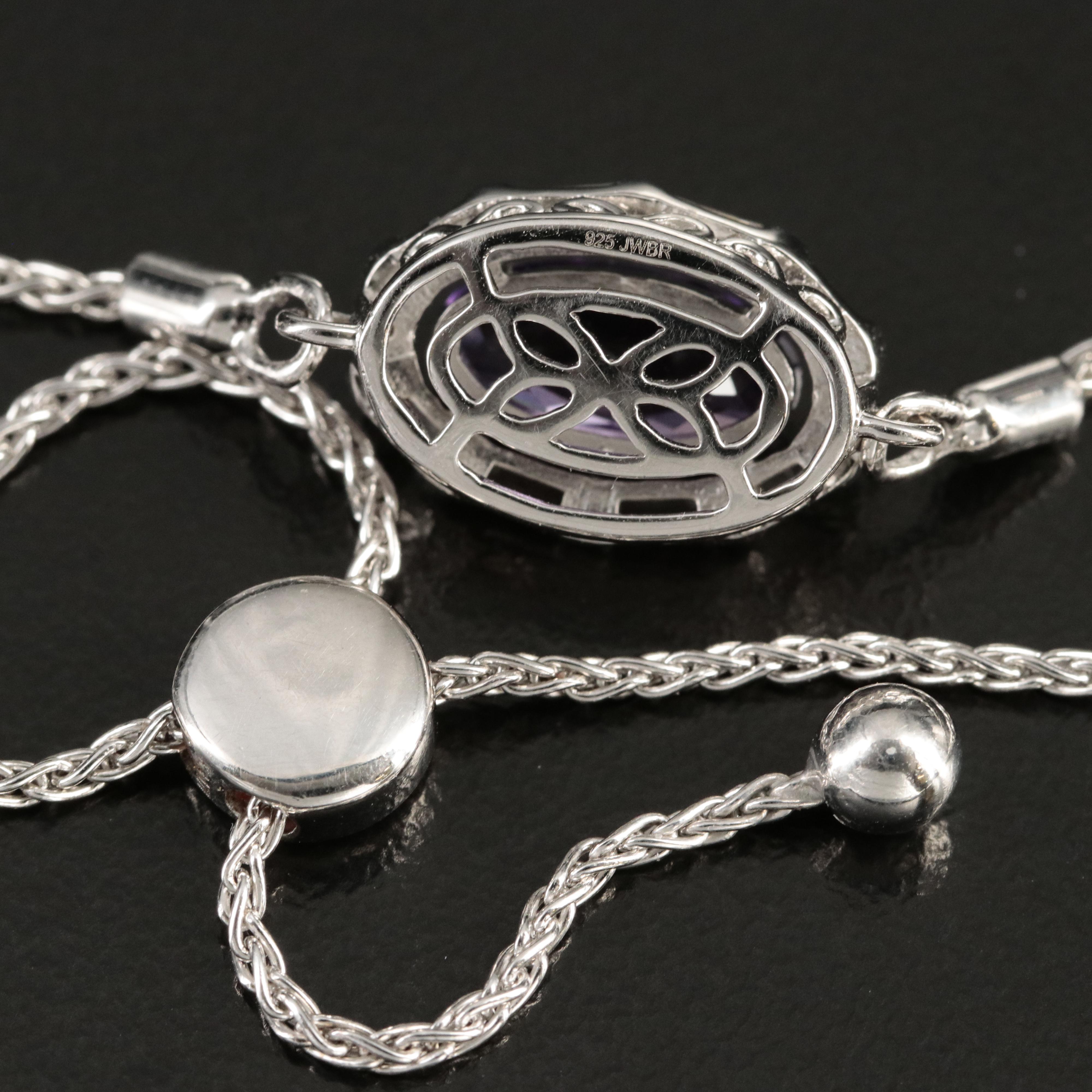 Sterling Amethyst and Topaz Bolo Bracelet