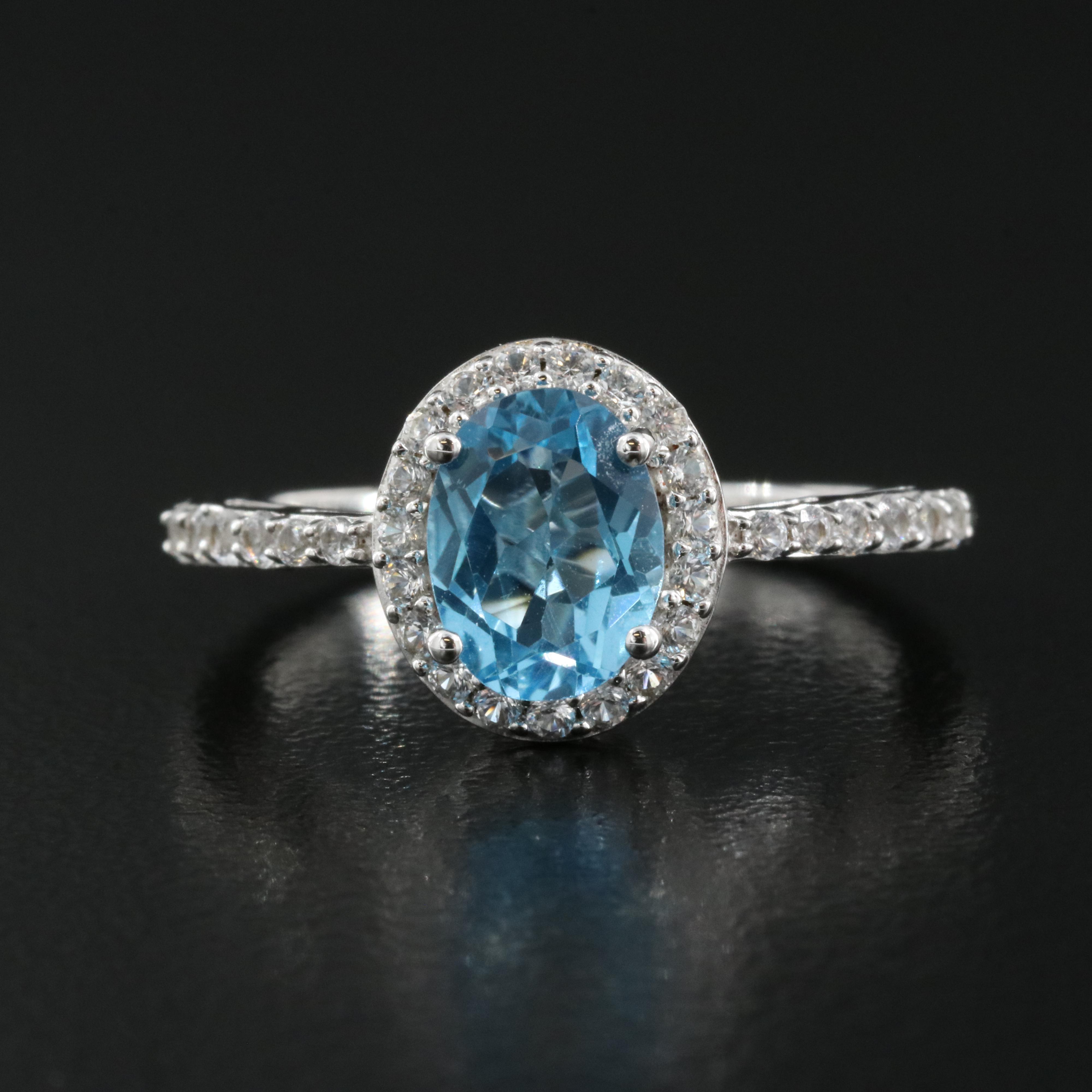 Sterling Topaz and Sapphire Ring