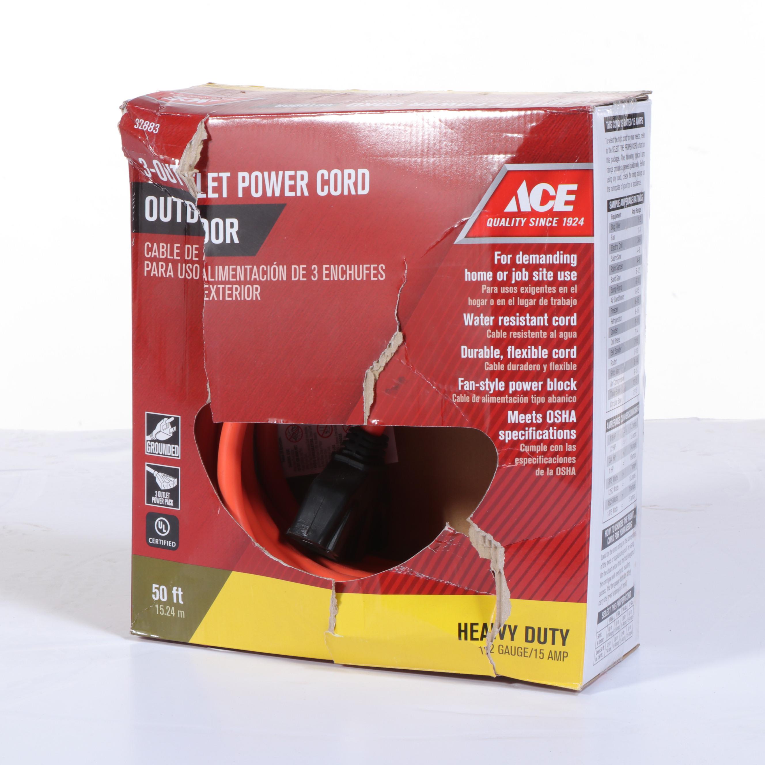 Ace Three Outlet 50-Foot Power Cord