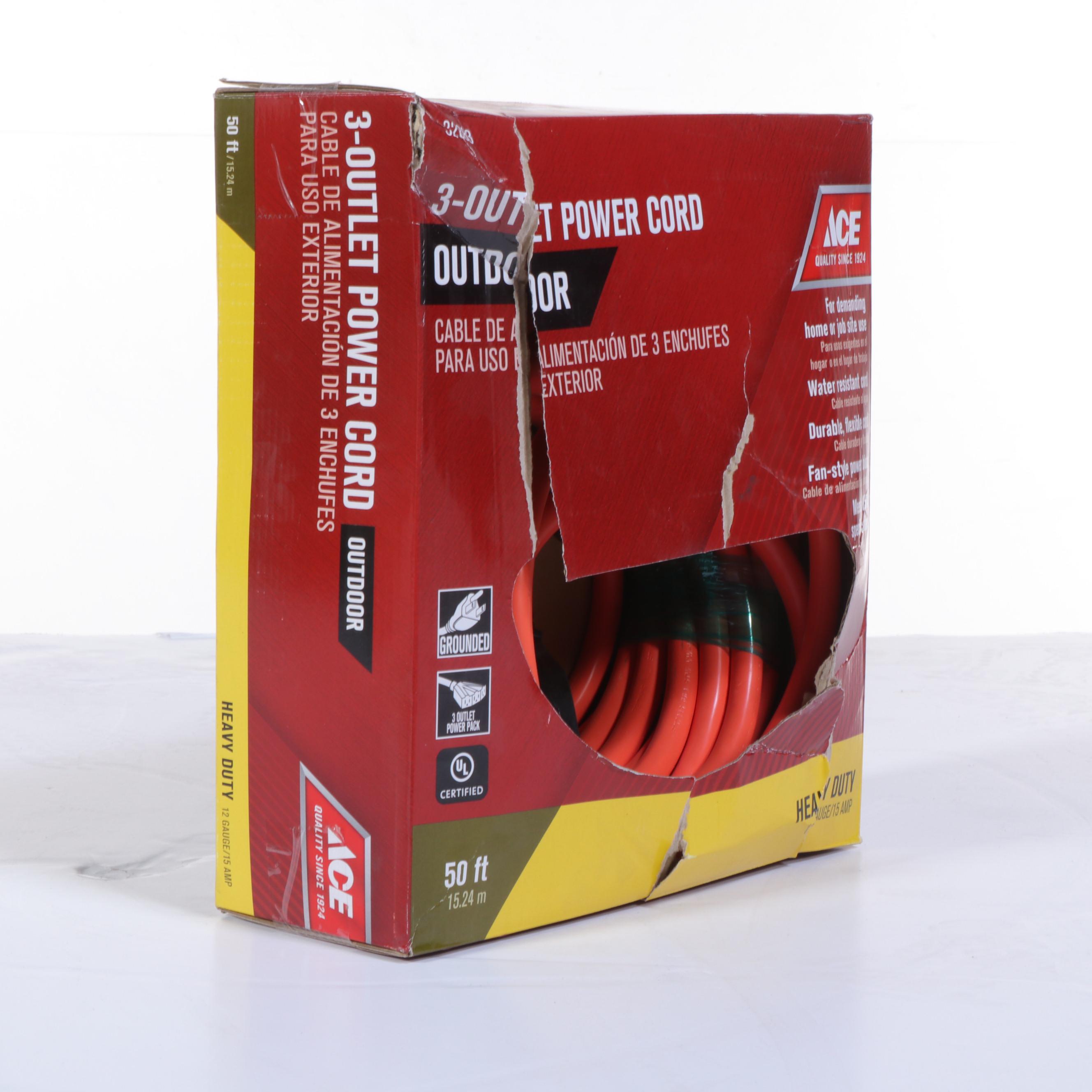 Ace Three Outlet 50-Foot Power Cord
