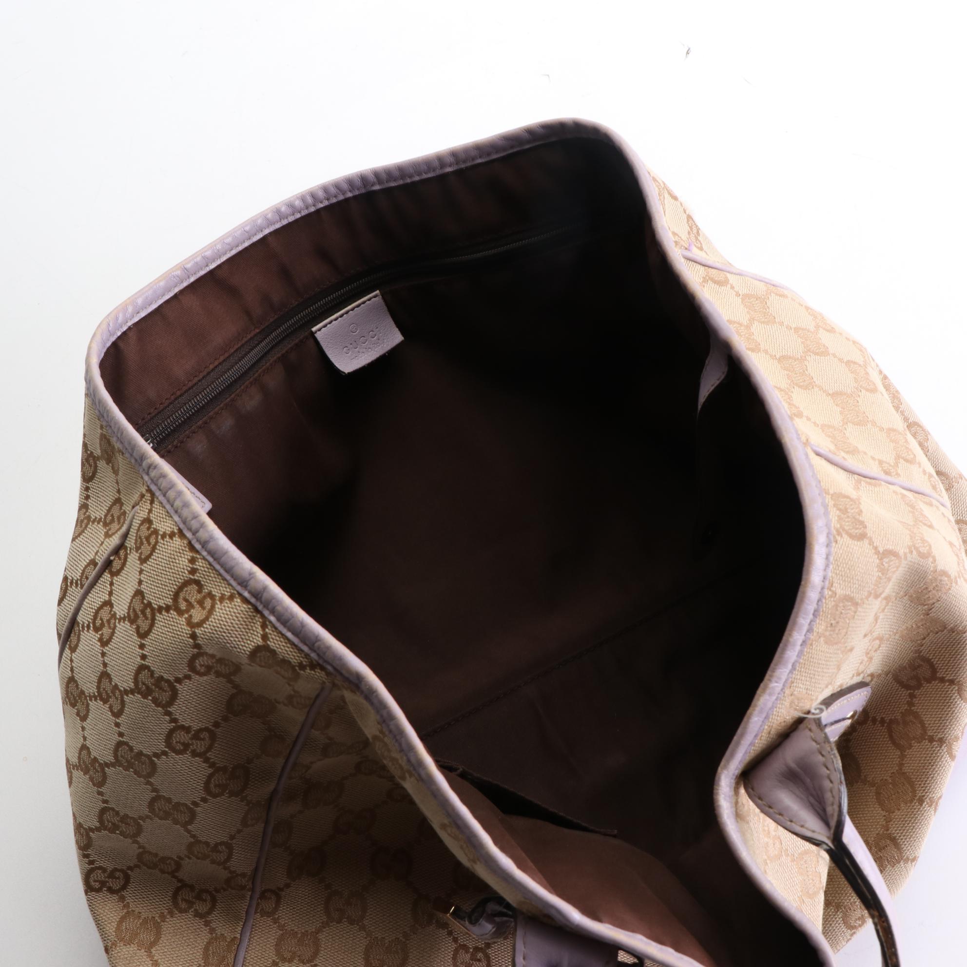 Gucci Medium Princy Tote in GG Canvas and Purple Leather