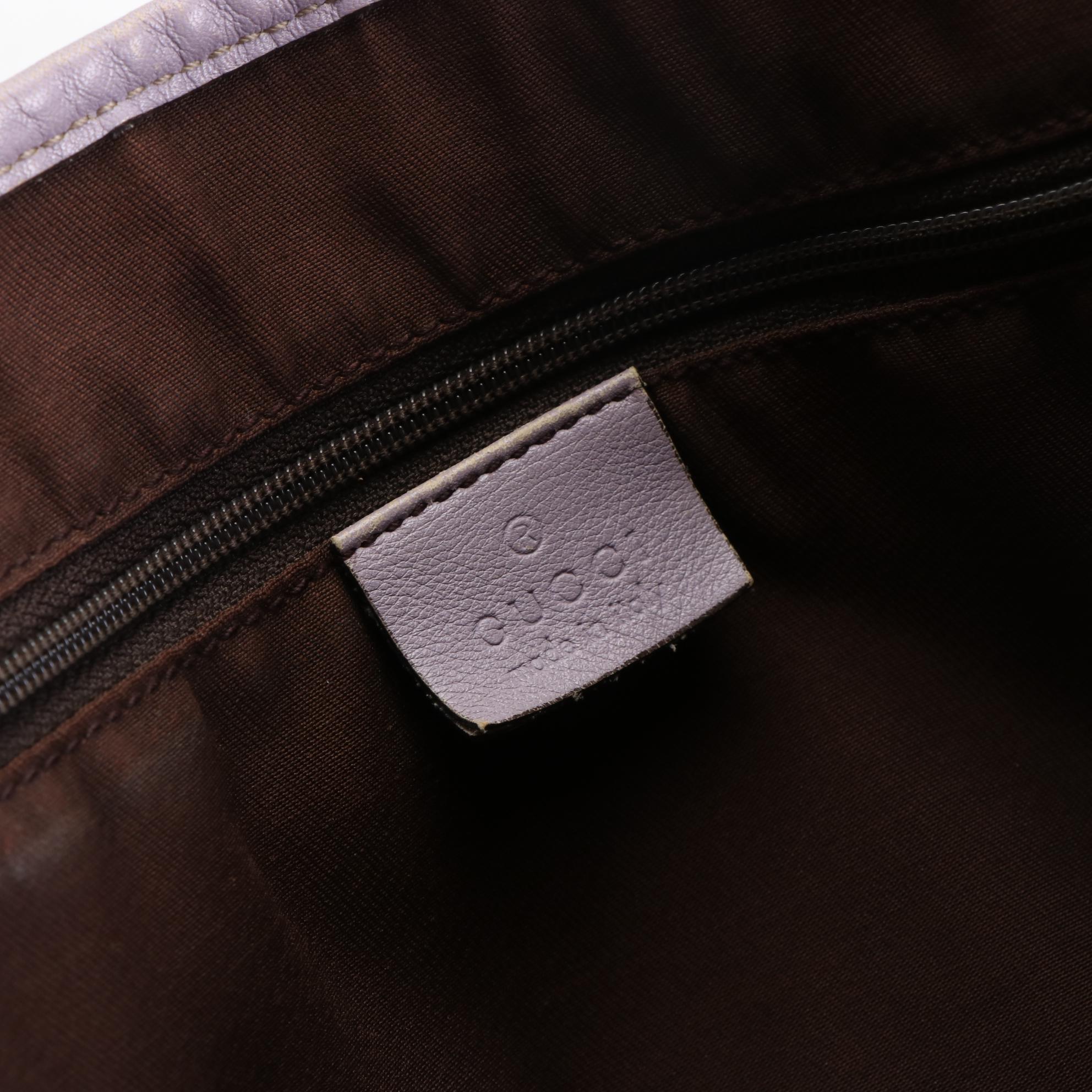 Gucci Medium Princy Tote in GG Canvas and Purple Leather