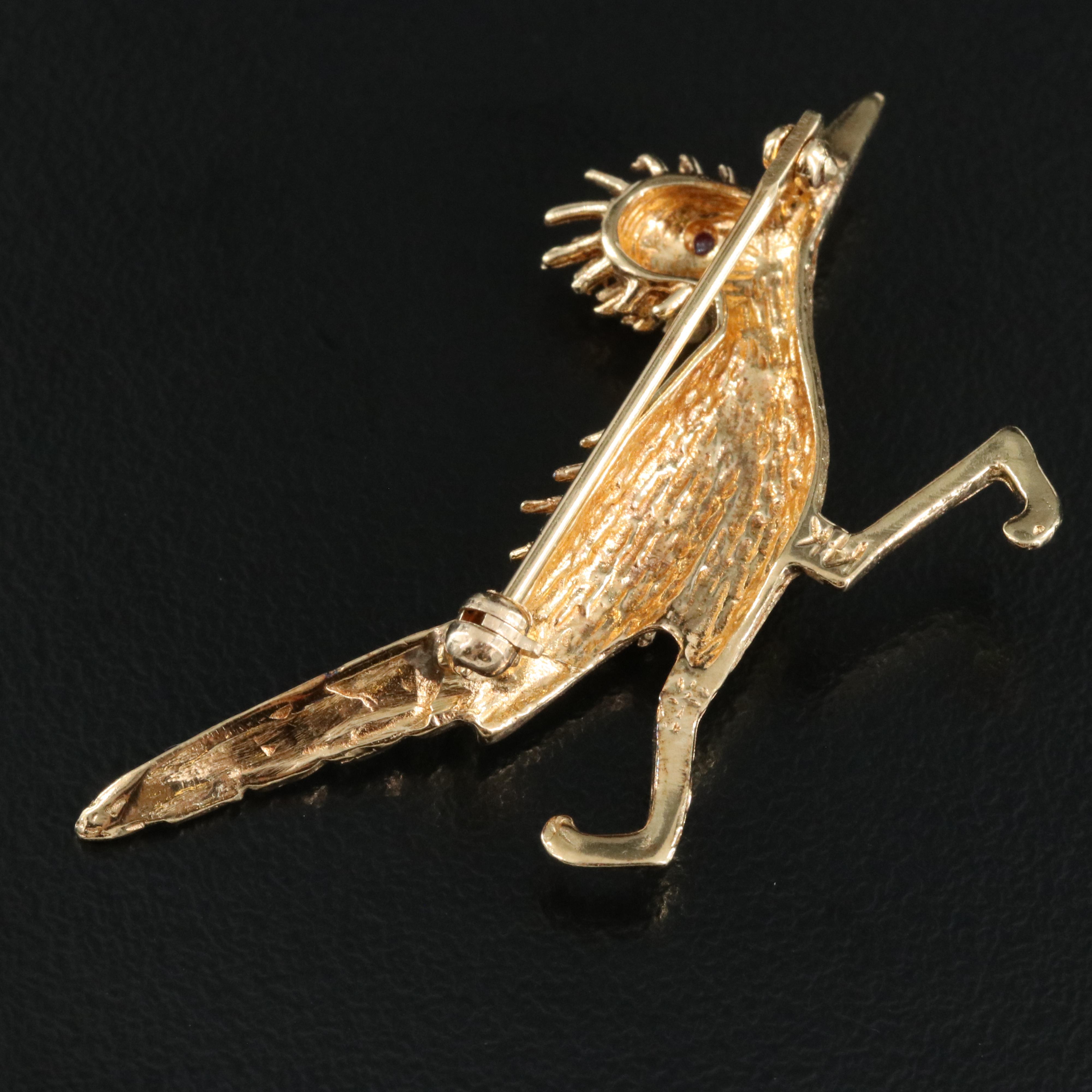14K Ruby Road Runner Brooch