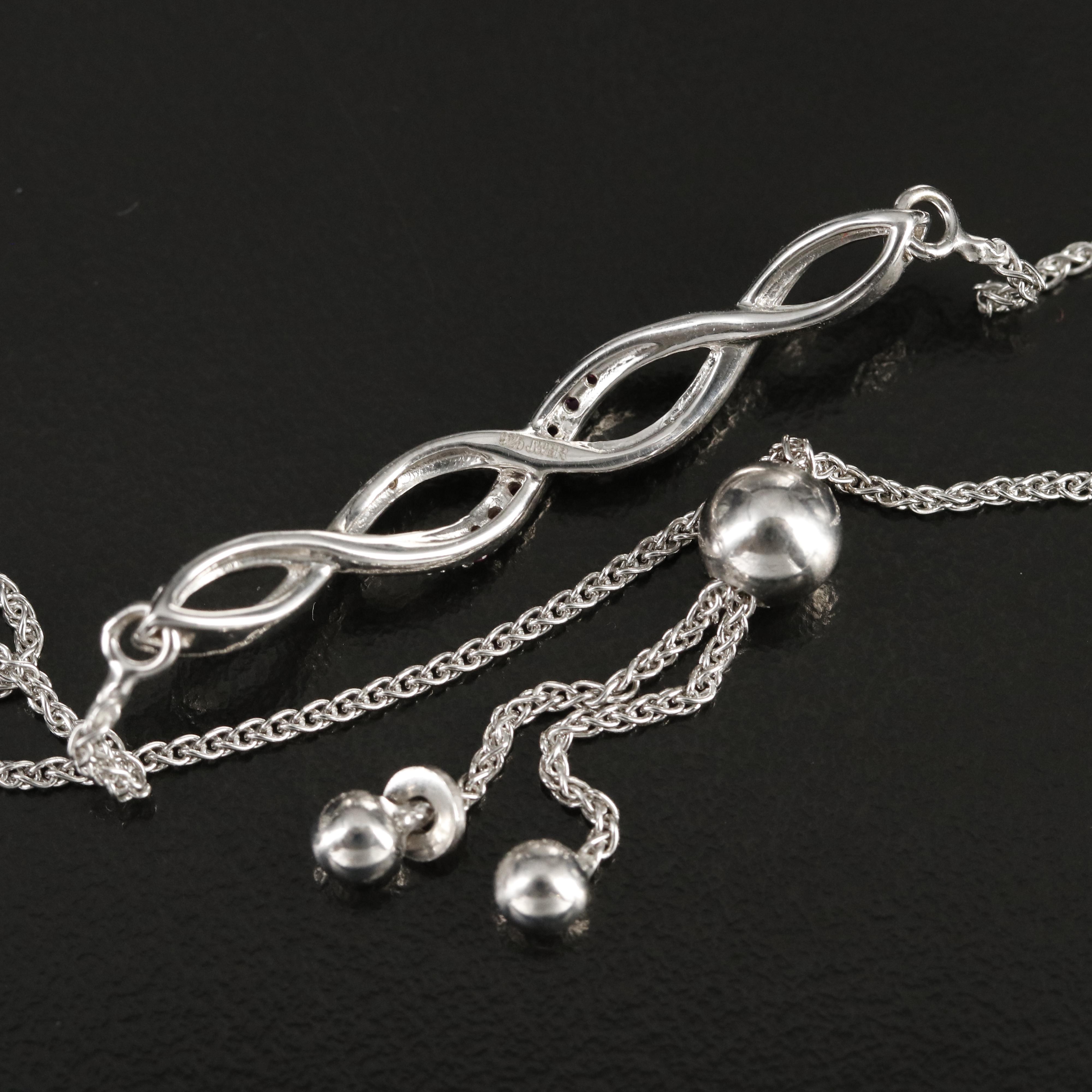 Sterling Ruby and Sapphire Braided Bracelet