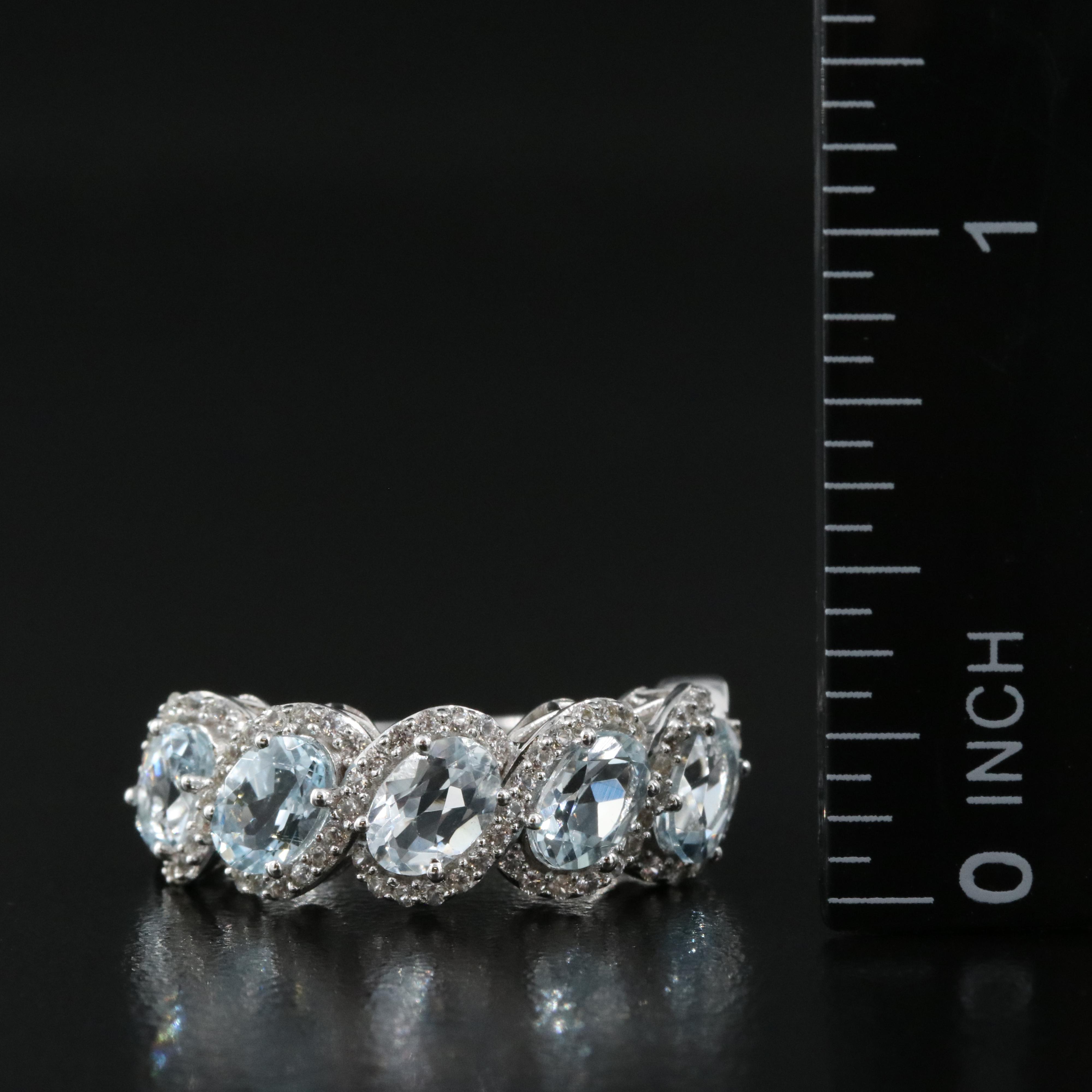 Sterling Aquamarine and Sapphire Ring