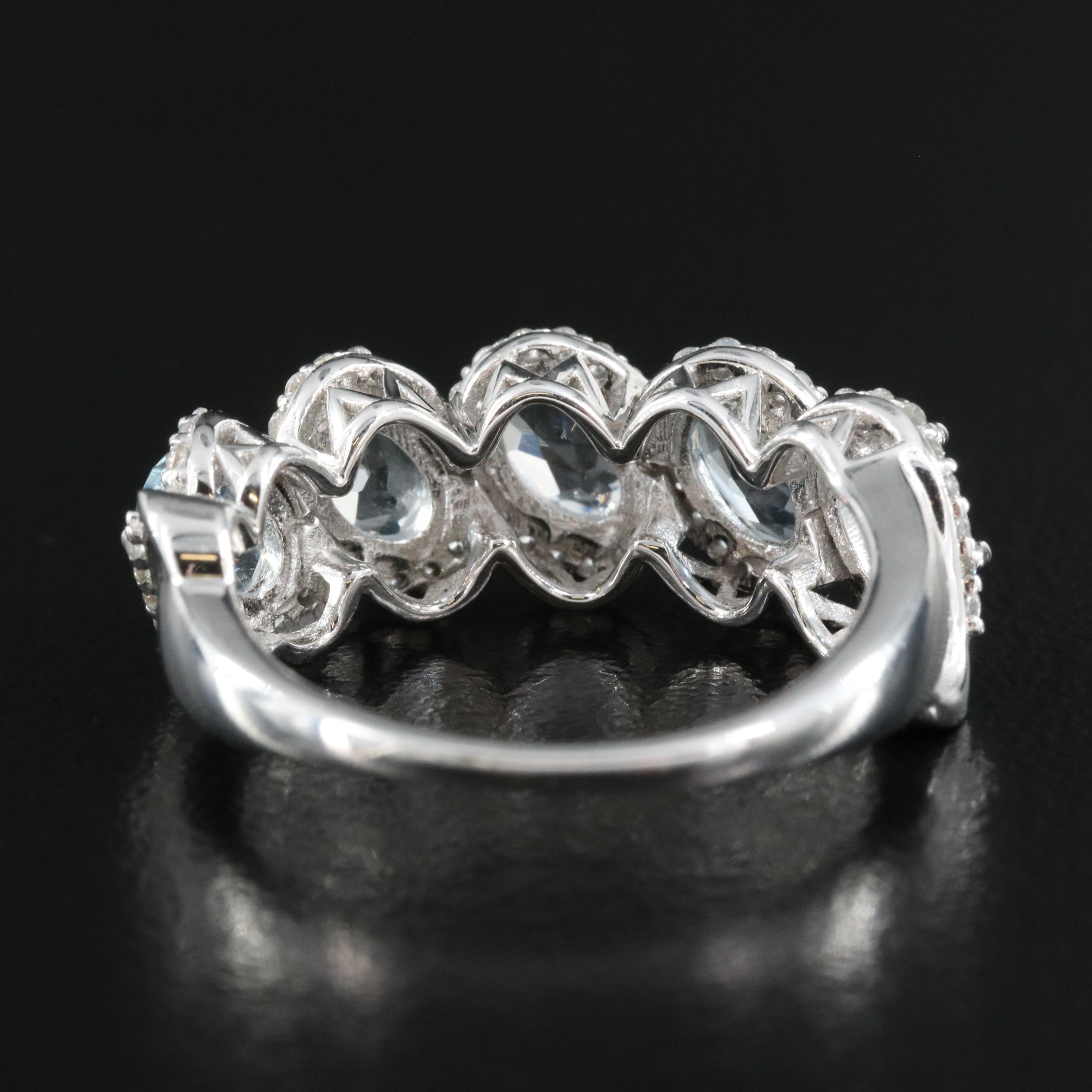 Sterling Aquamarine and Sapphire Ring