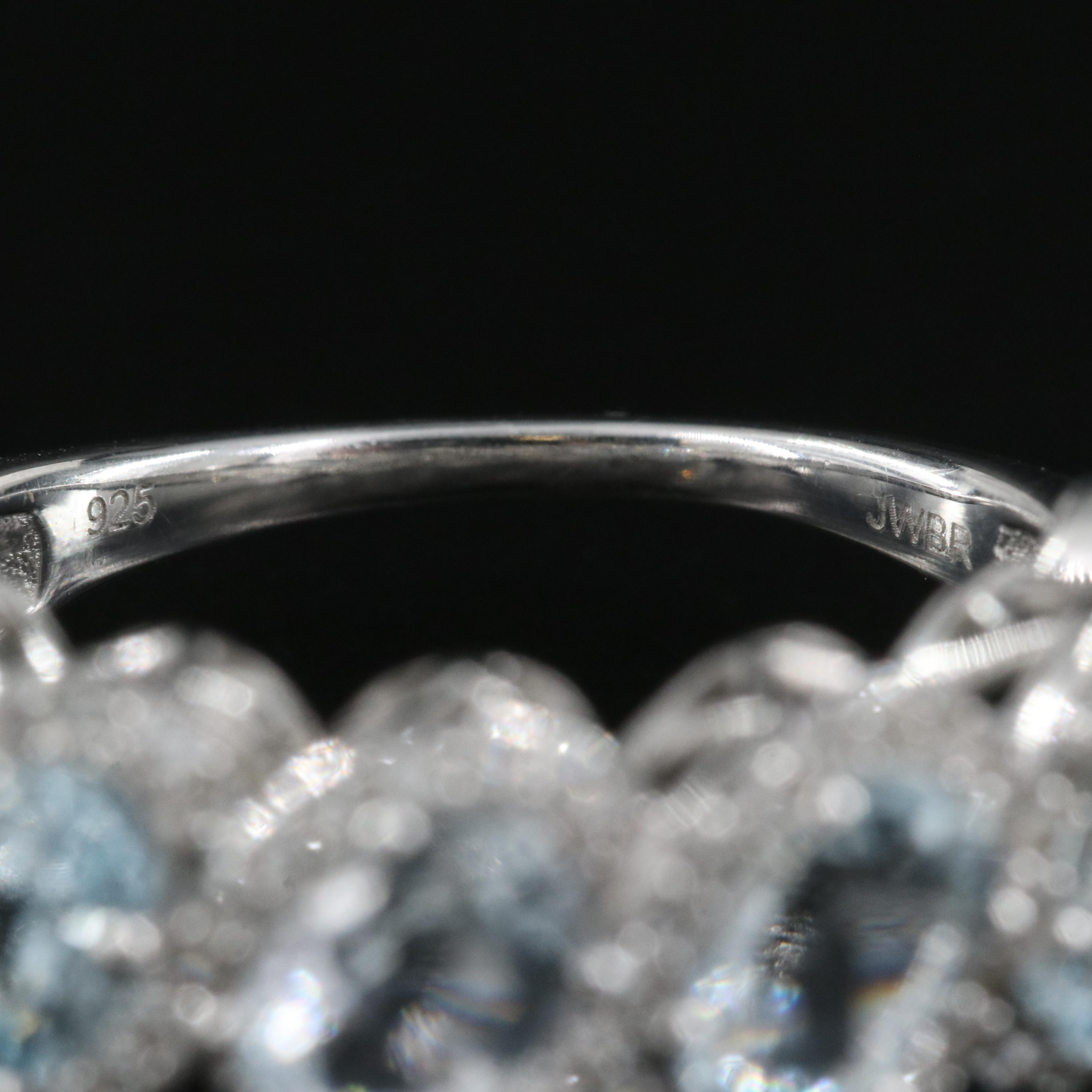 Sterling Aquamarine and Sapphire Ring